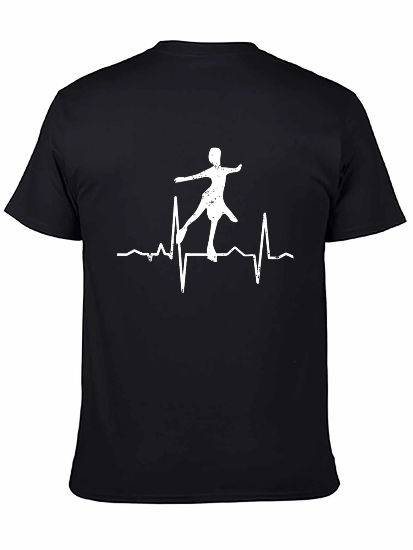 Black Ice Skating Heartbeat T-Shirt view 4