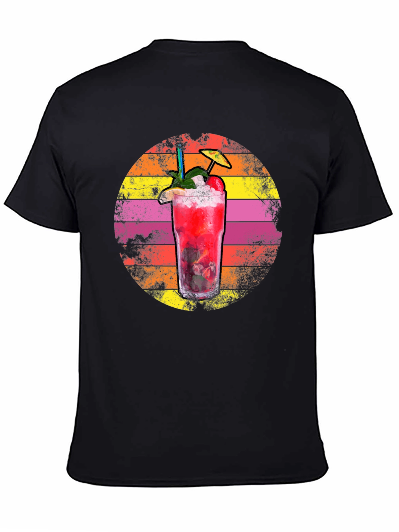 Black Retro Cocktail Graphic Tee - Summer Vibes view 4