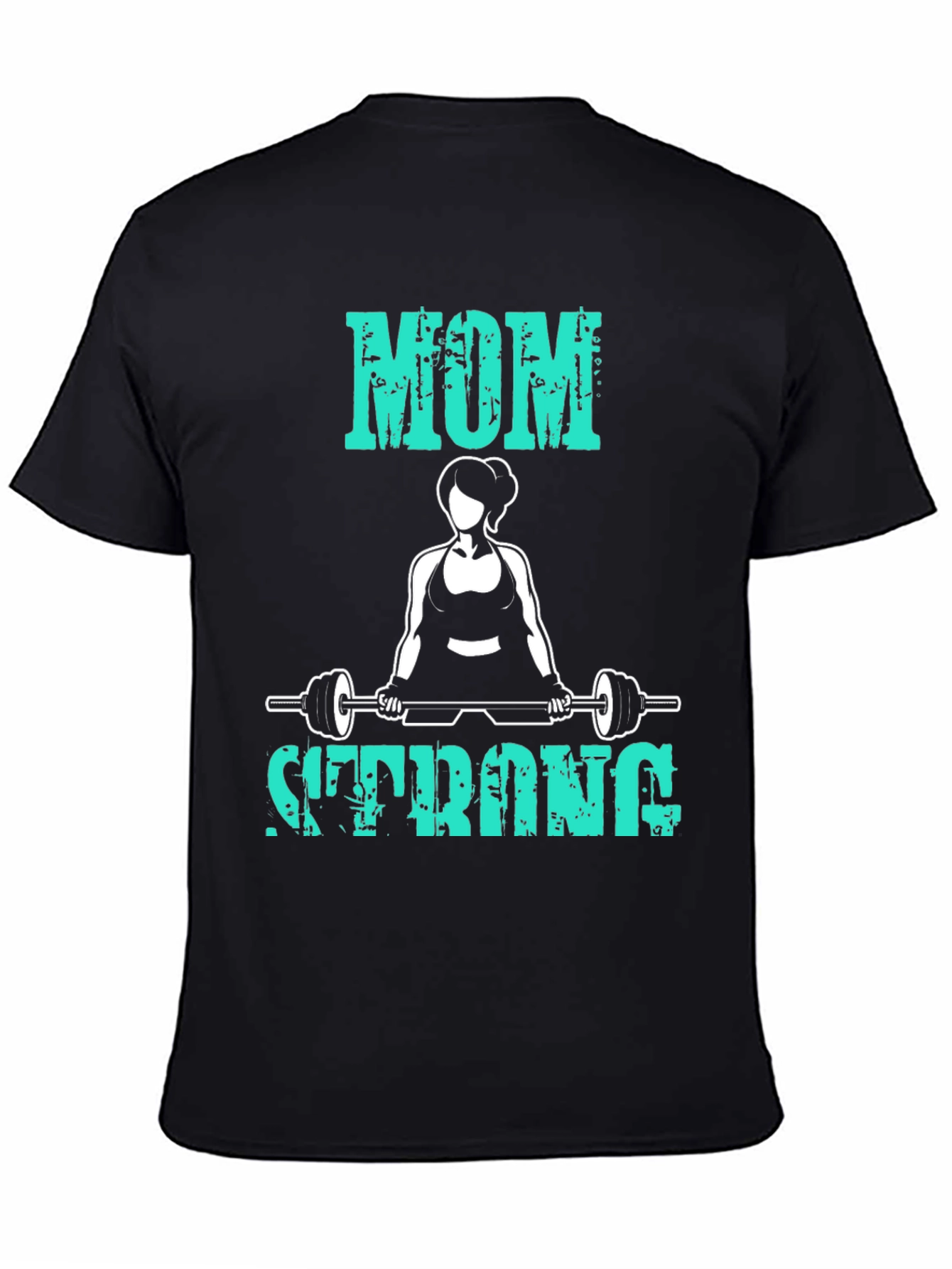 Black Mom Strong T-Shirt - Fitness Workout Tee view 4