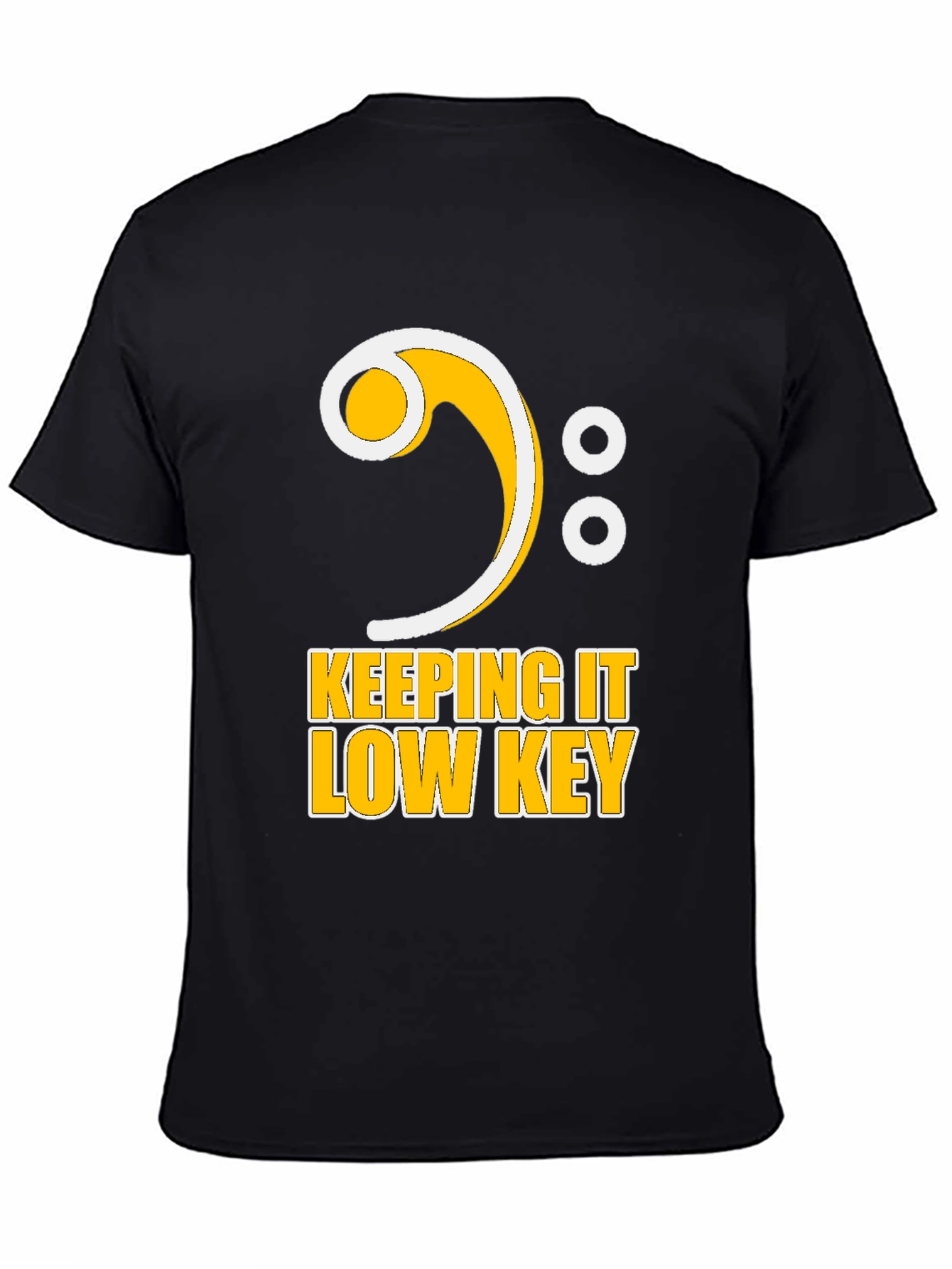 Black Keeping It Low Key Bass Clef Music T-Shirt view 4
