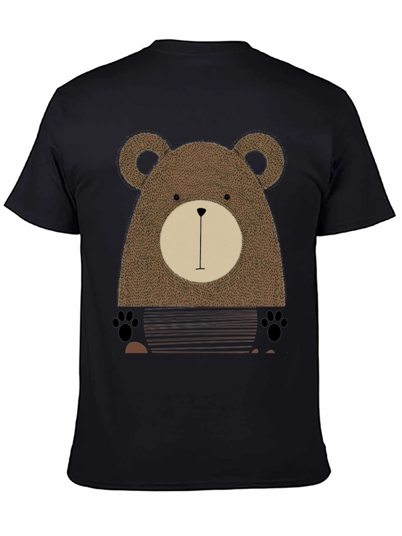 Black Cute Bear Graphic Print Black T-Shirt view 4