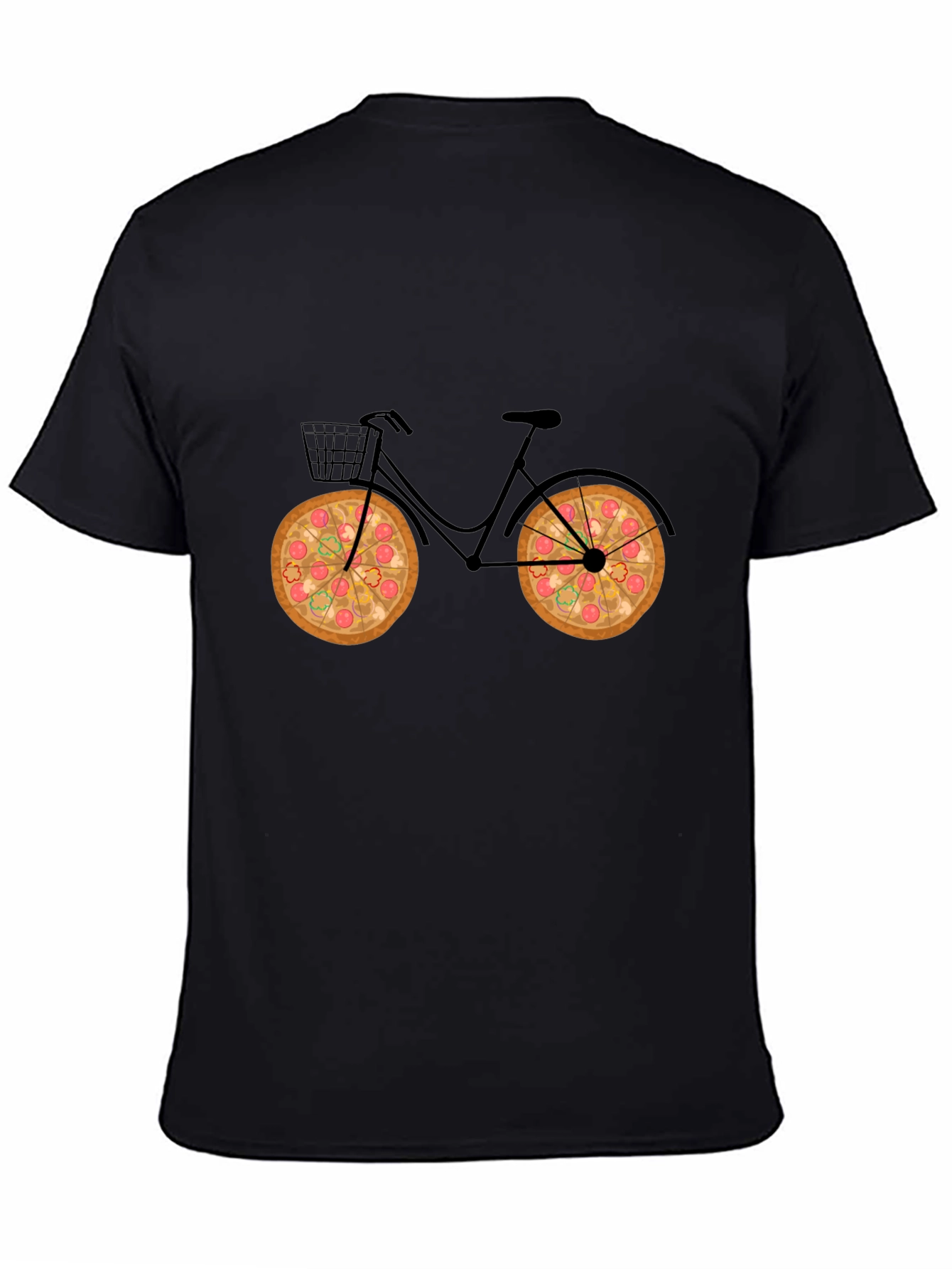 Black Pizza Bike Black T-Shirt view 4