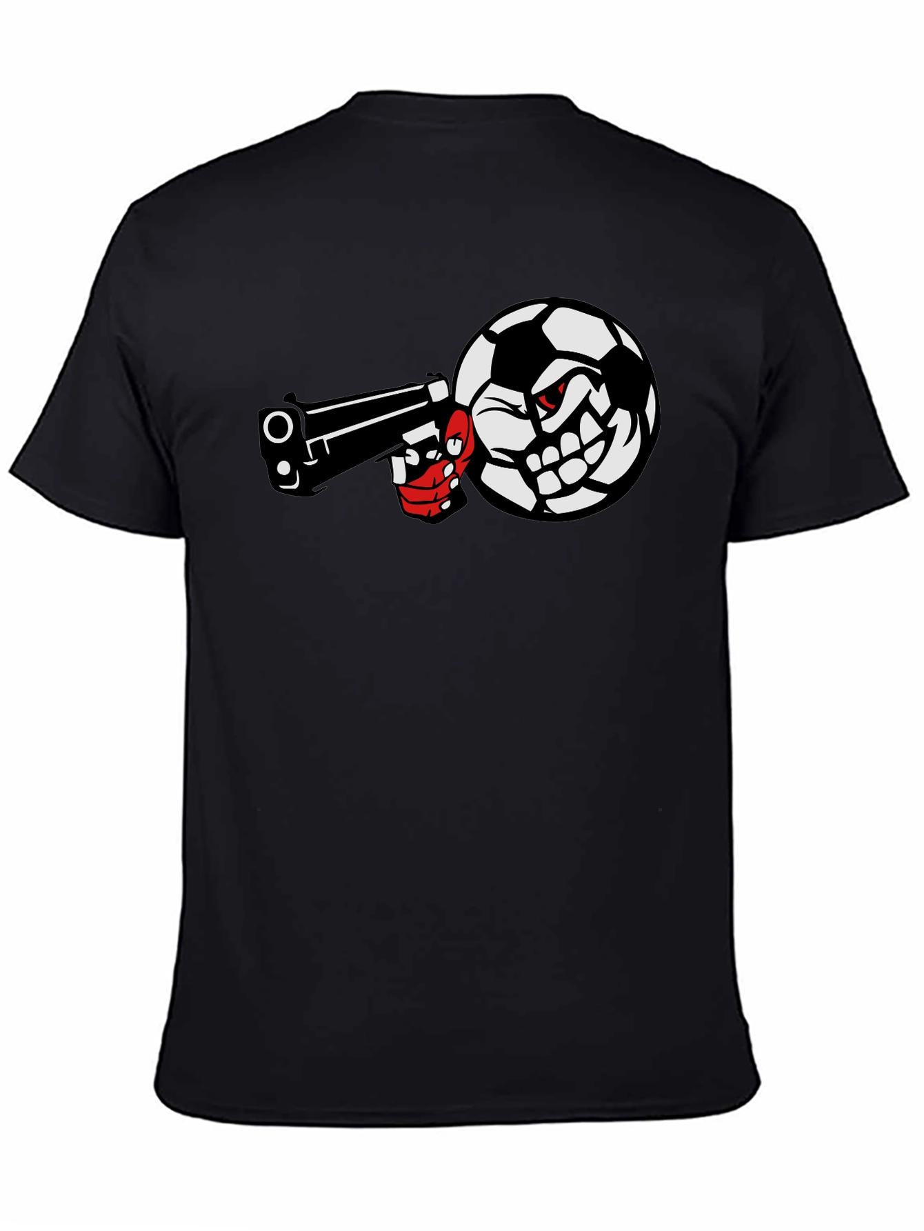 Black Soccer Ball Pistol Black Graphic Tee view 4