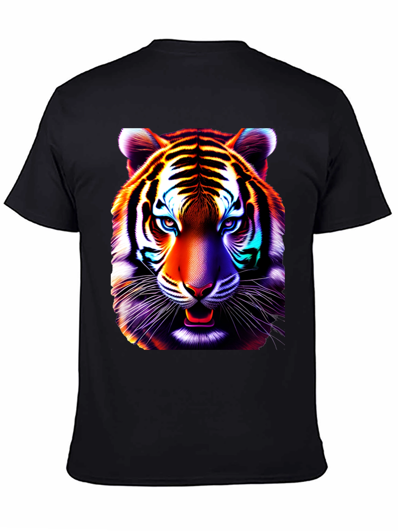 Black Vibrant Tiger Graphic Tee - Cool Animal Print Shirt view 4