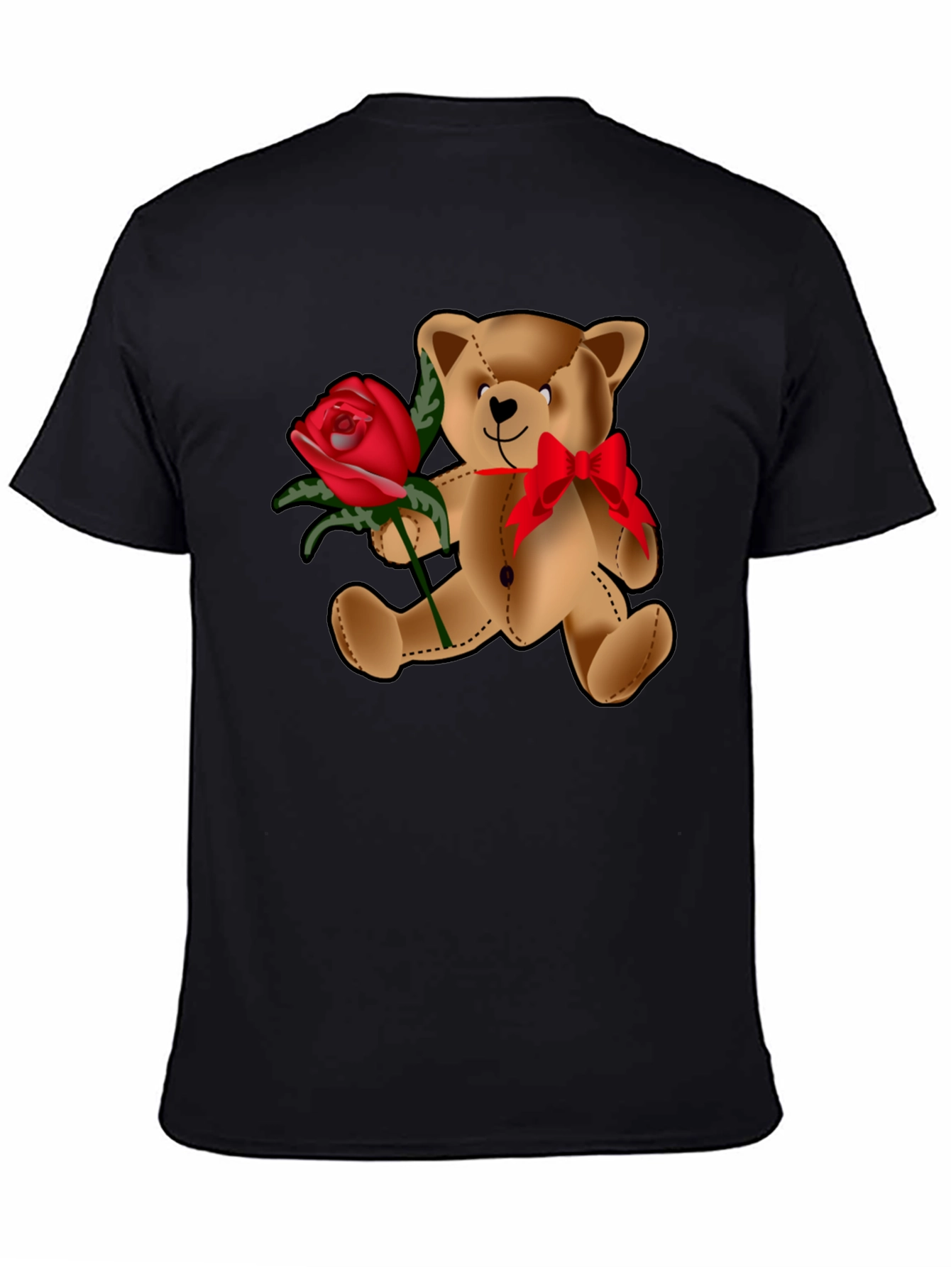Black Teddy Bear Rose T-Shirt - Valentine's Day Love view 4