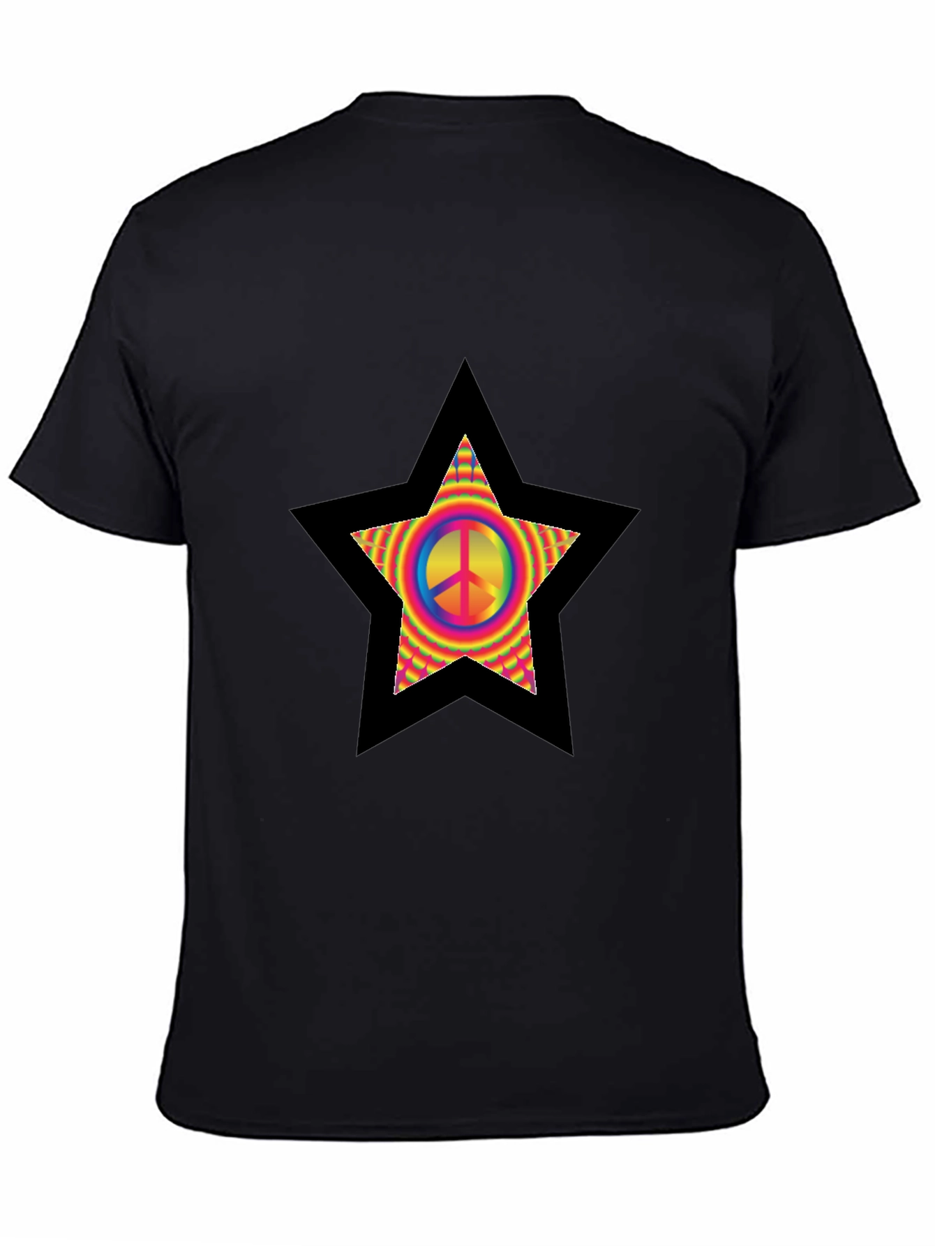 Black Peace Star T-Shirt - Retro Hippie Style view 4