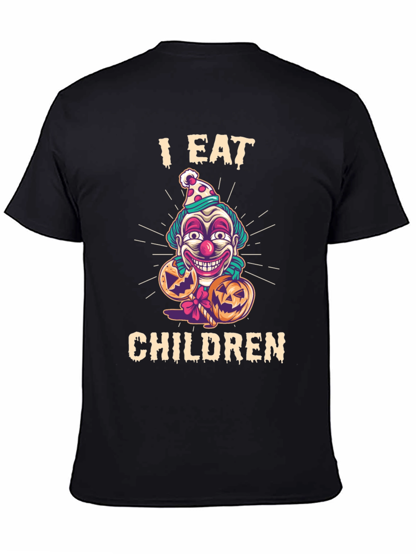 Black I Eat Children Clown Halloween T-Shirt view 4