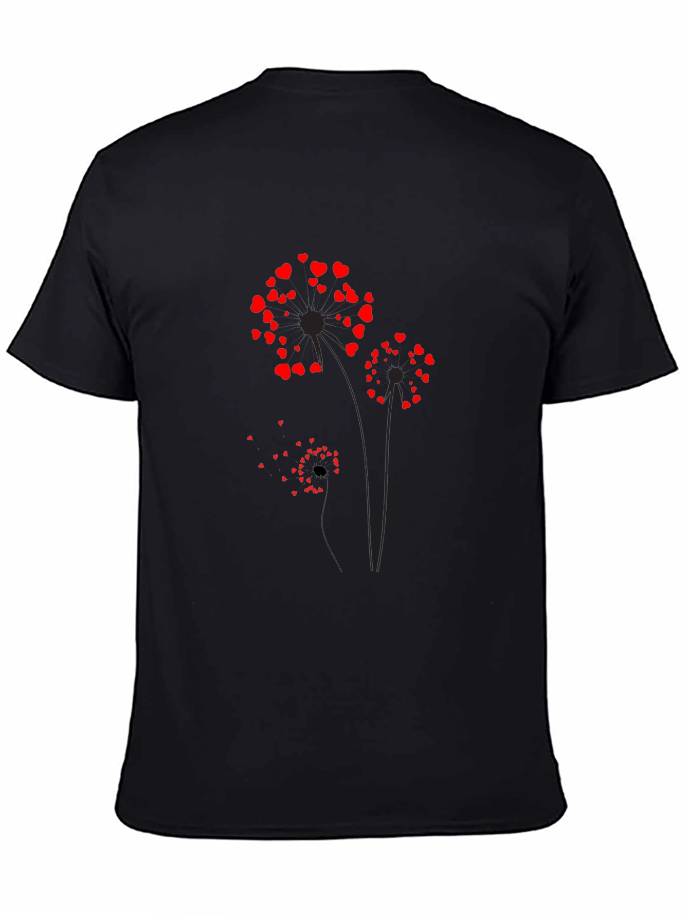 Black Heart Dandelion Graphic Tee - Black Cotton Blend view 4