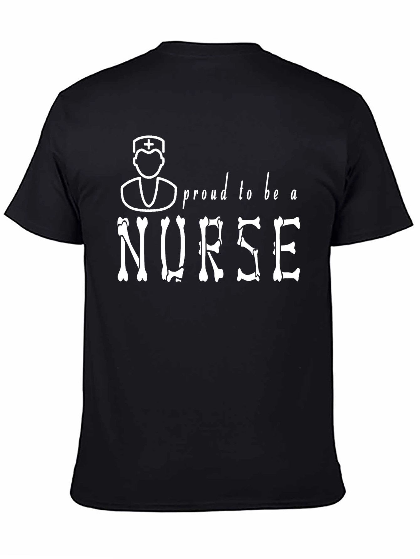 Black Proud Nurse T-Shirt - Bone Lettering view 4