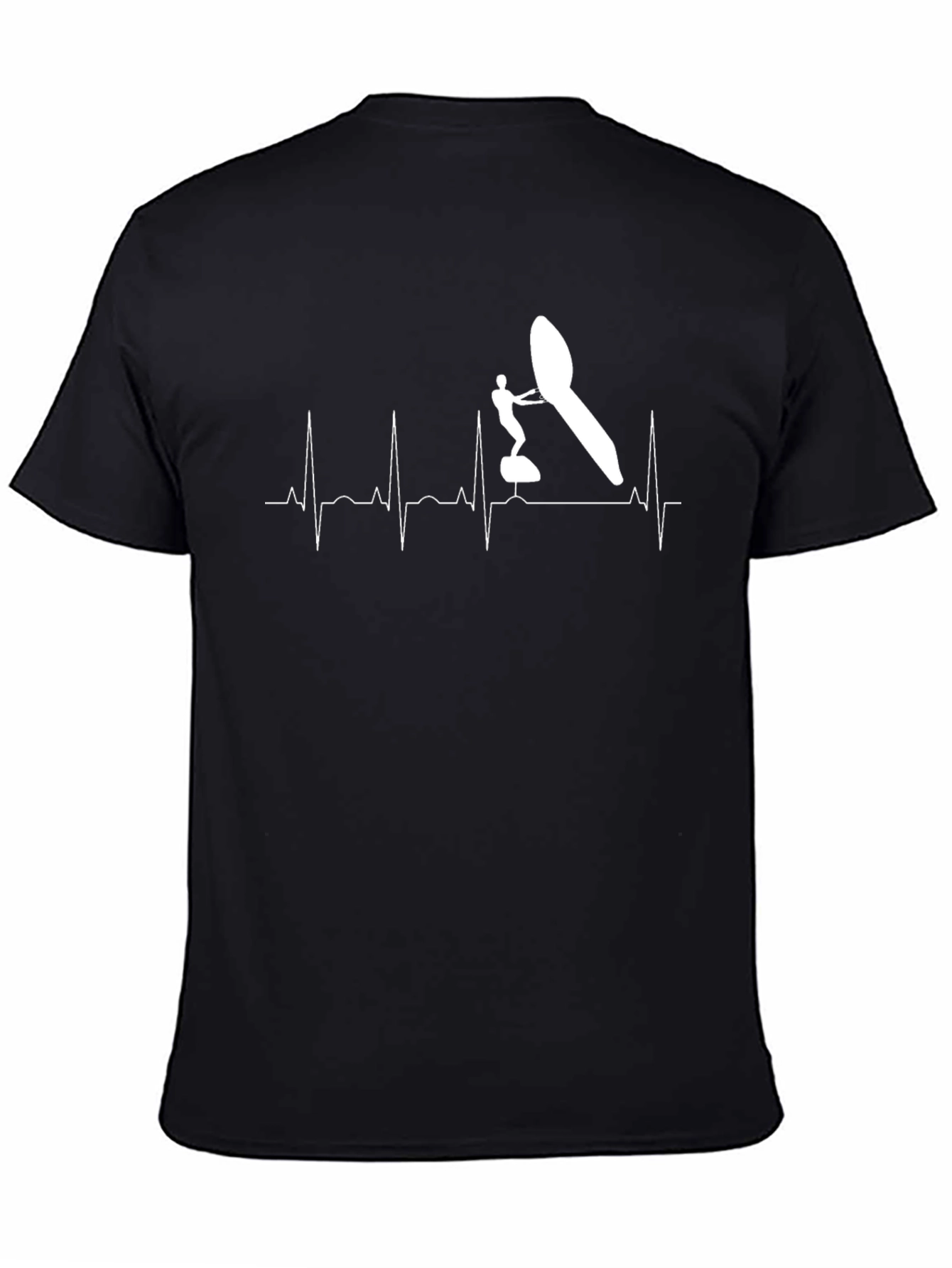 Black Windsurfing Heartbeat T-Shirt - Black view 4