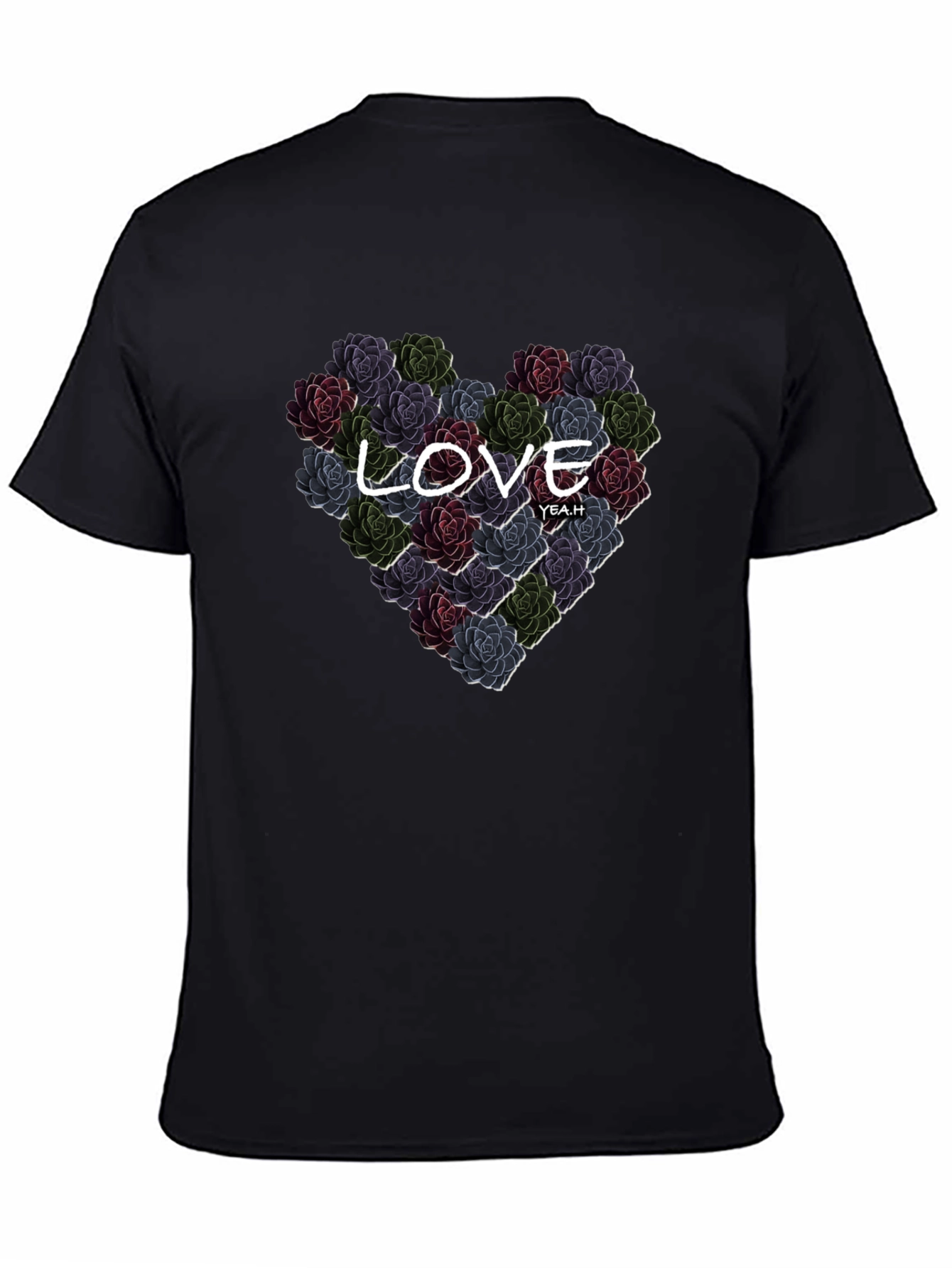 Black Floral Heart Love T-Shirt - Stylish Graphic Tee view 4