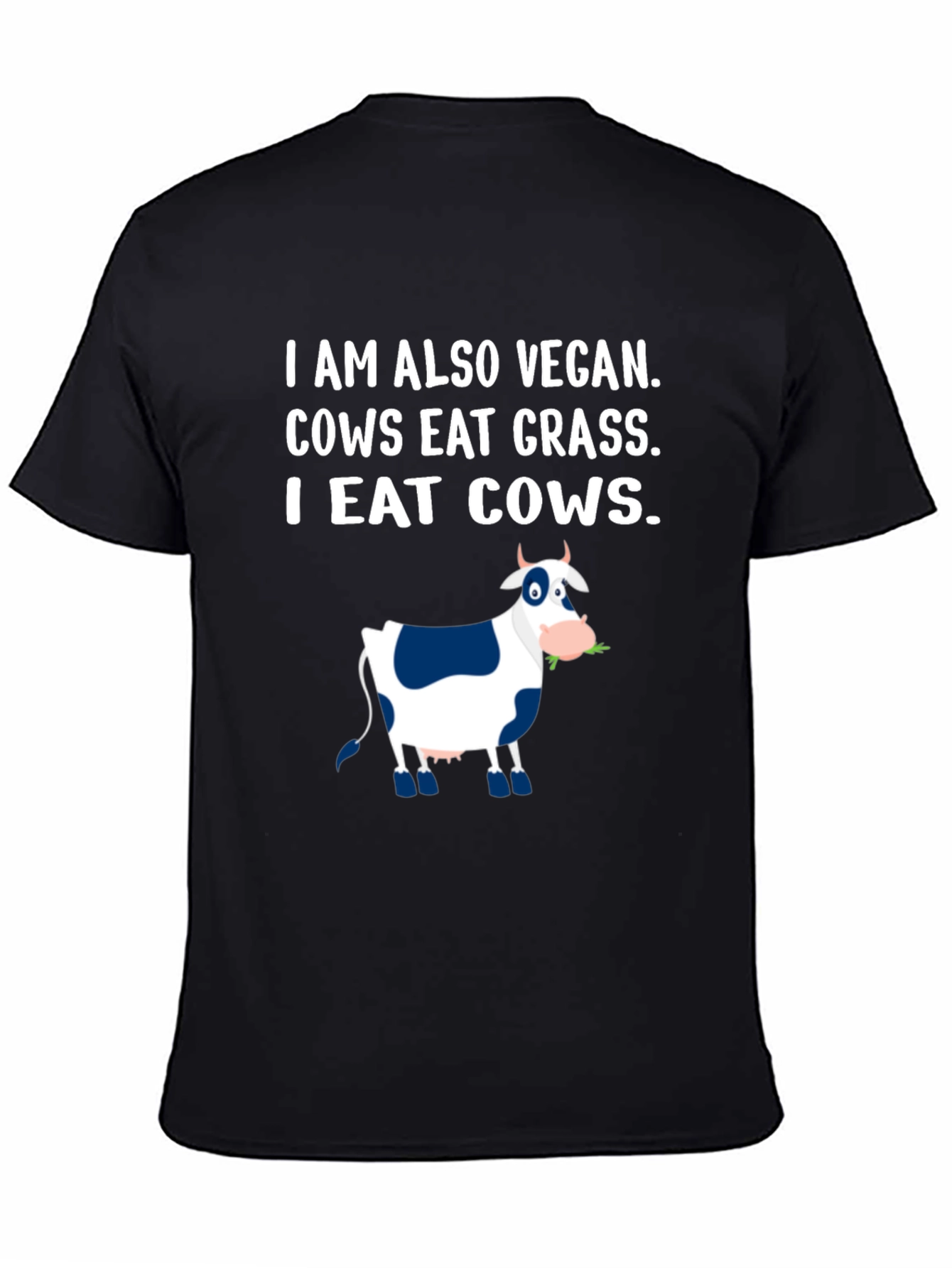 Black I Eat Cows Vegan Funny Graphic T-Shirt view 4