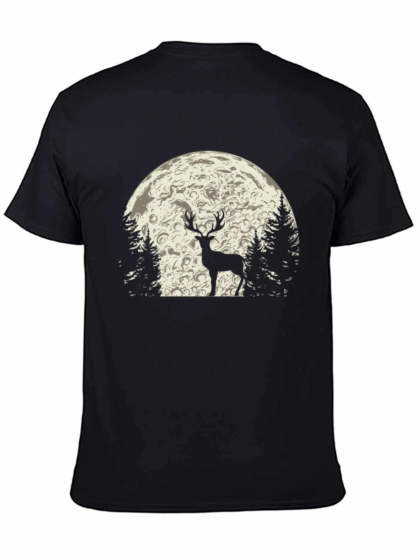 Black Deer in Moonlight Graphic T-Shirt view 4