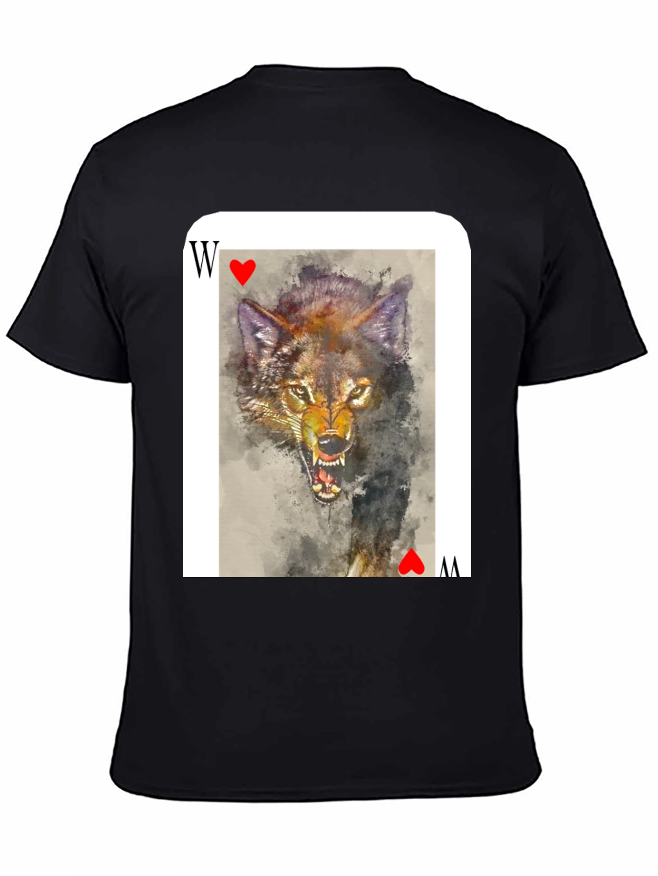 Black Wolf Card T-Shirt - Unique Animal Graphic Tee view 4