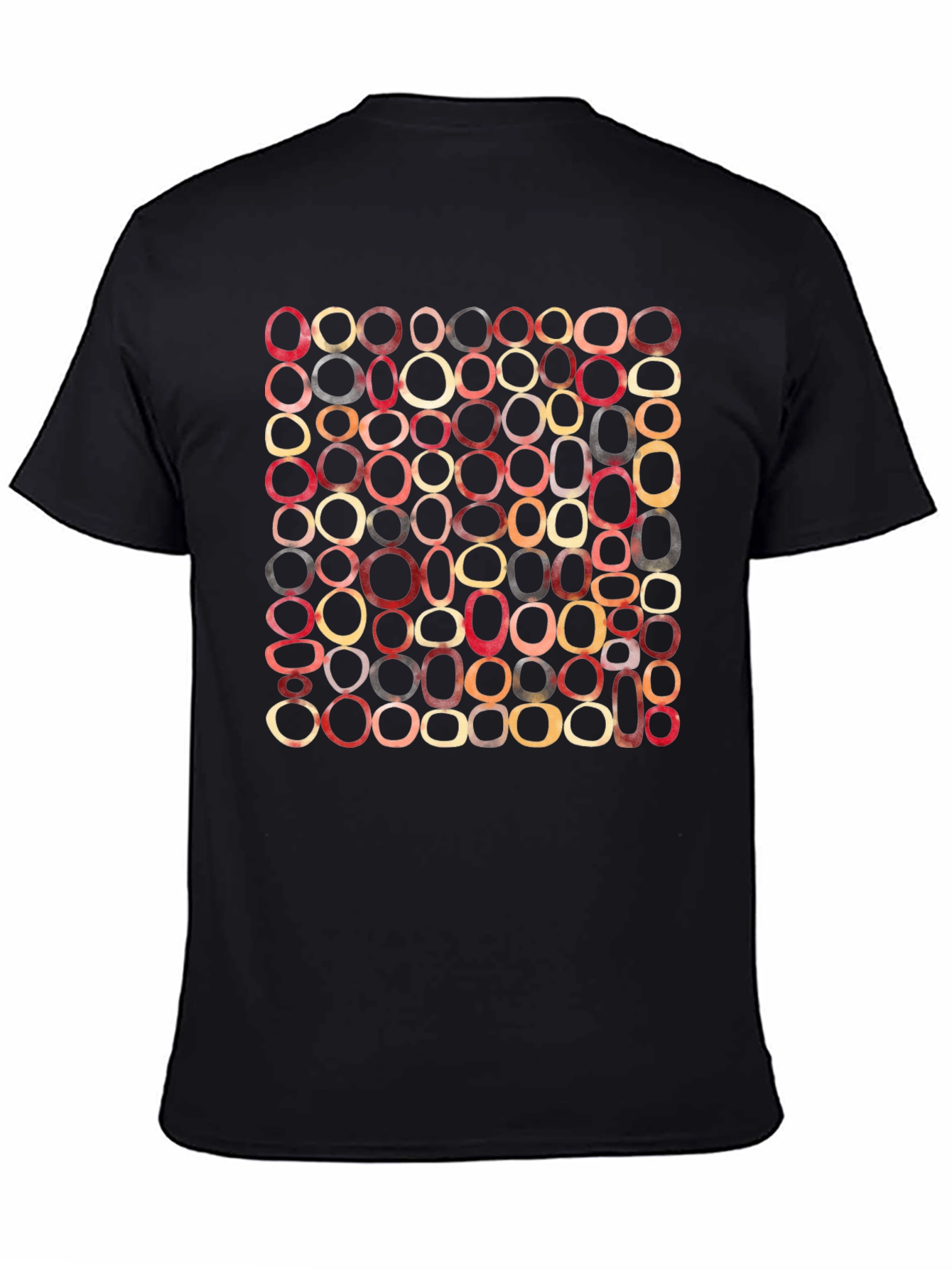Black Retro Oval Pattern T-Shirt - Modern Abstract Graphic Tee view 4