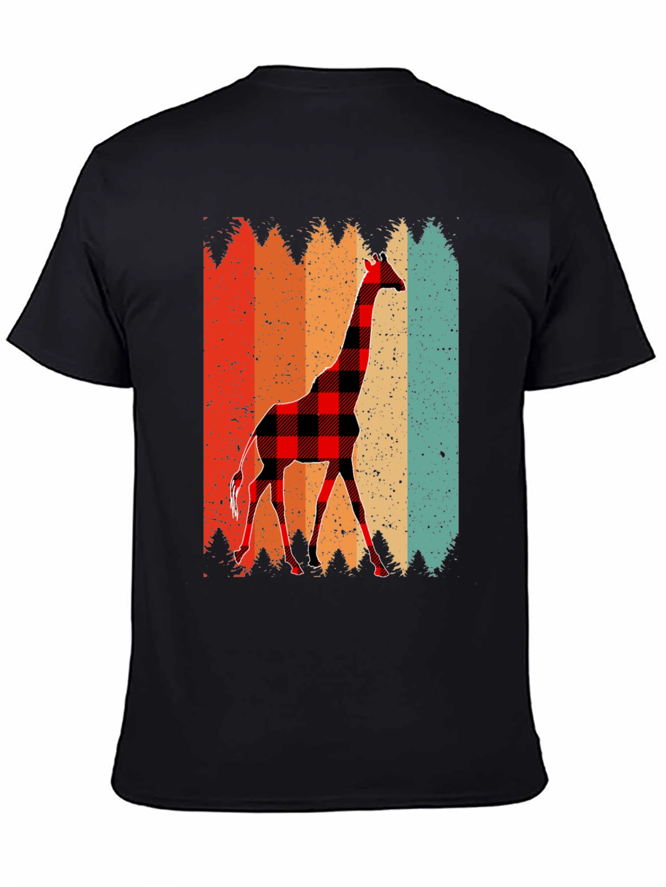 Black Buffalo Plaid Giraffe Men's T-Shirt view 4