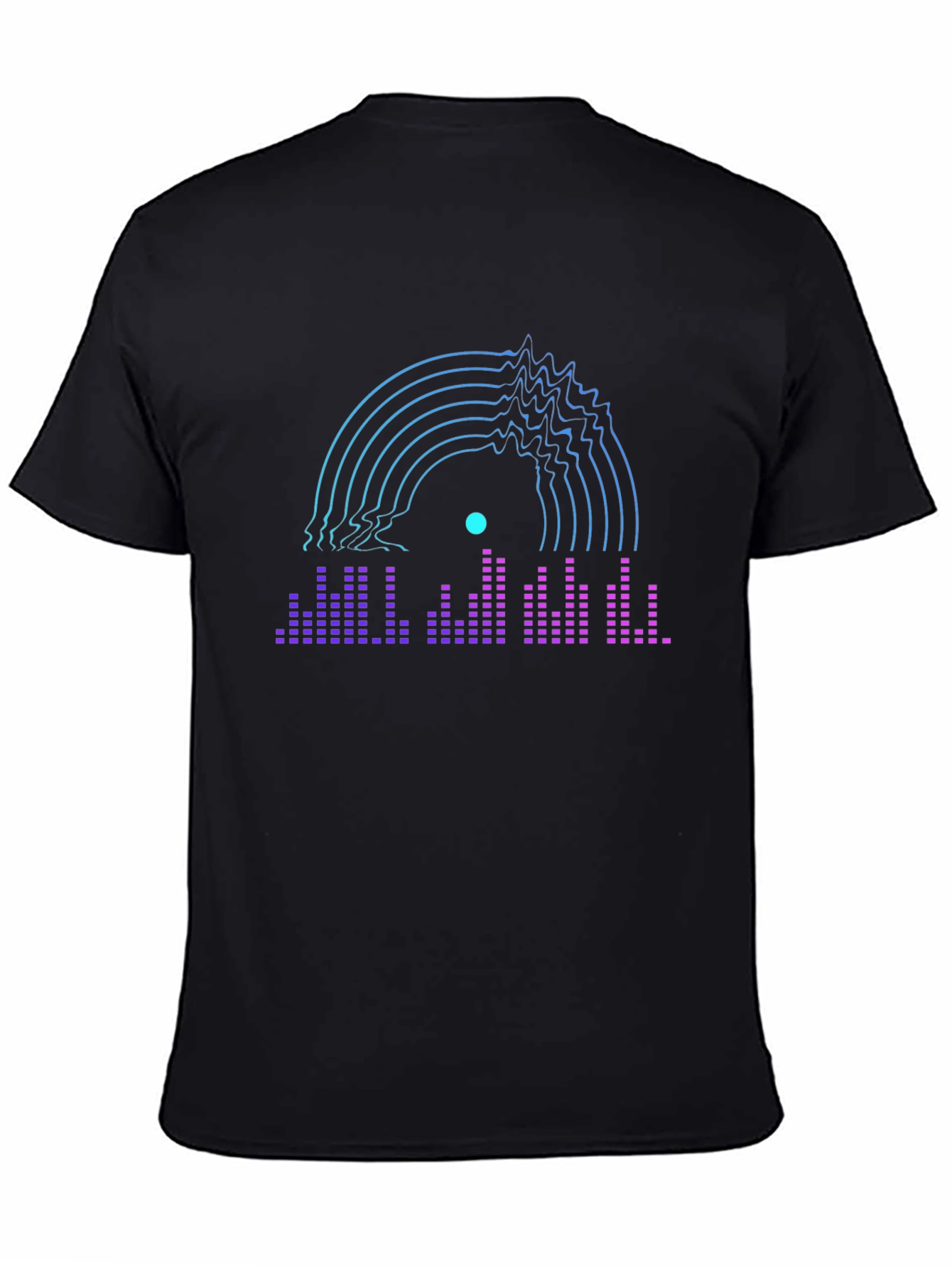 Black Retro Vinyl Record Glitch Graphic Tee - Black view 4