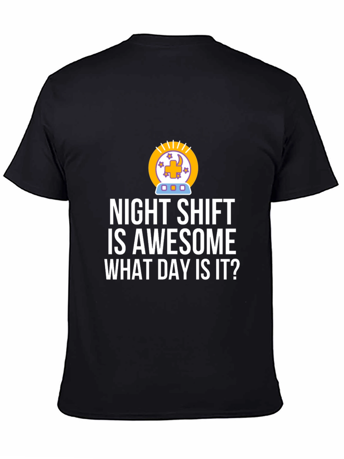 Black Night Shift Awesome T-Shirt - Funny Work Tee view 4