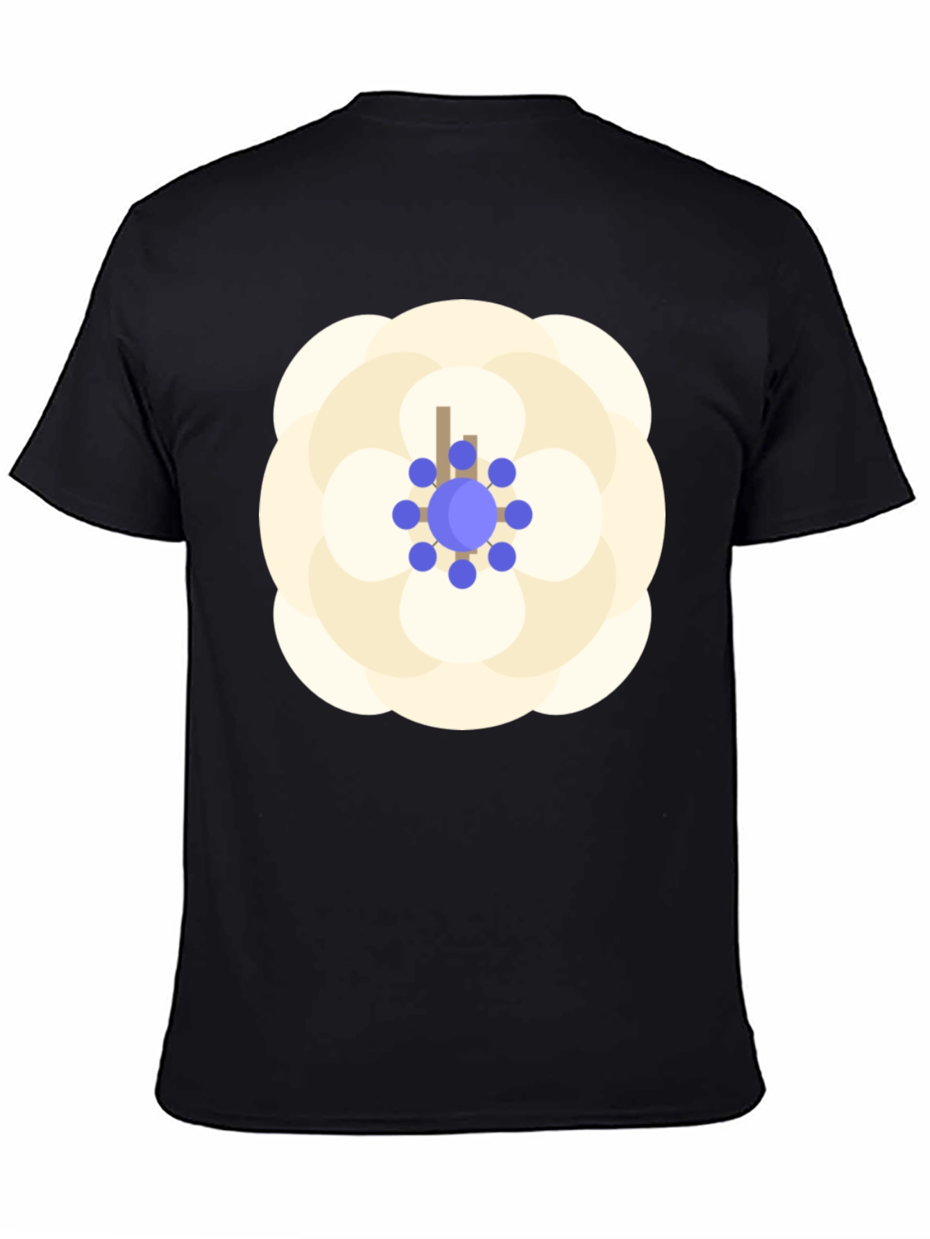Black Black T-Shirt with Floral Emblem Design view 4