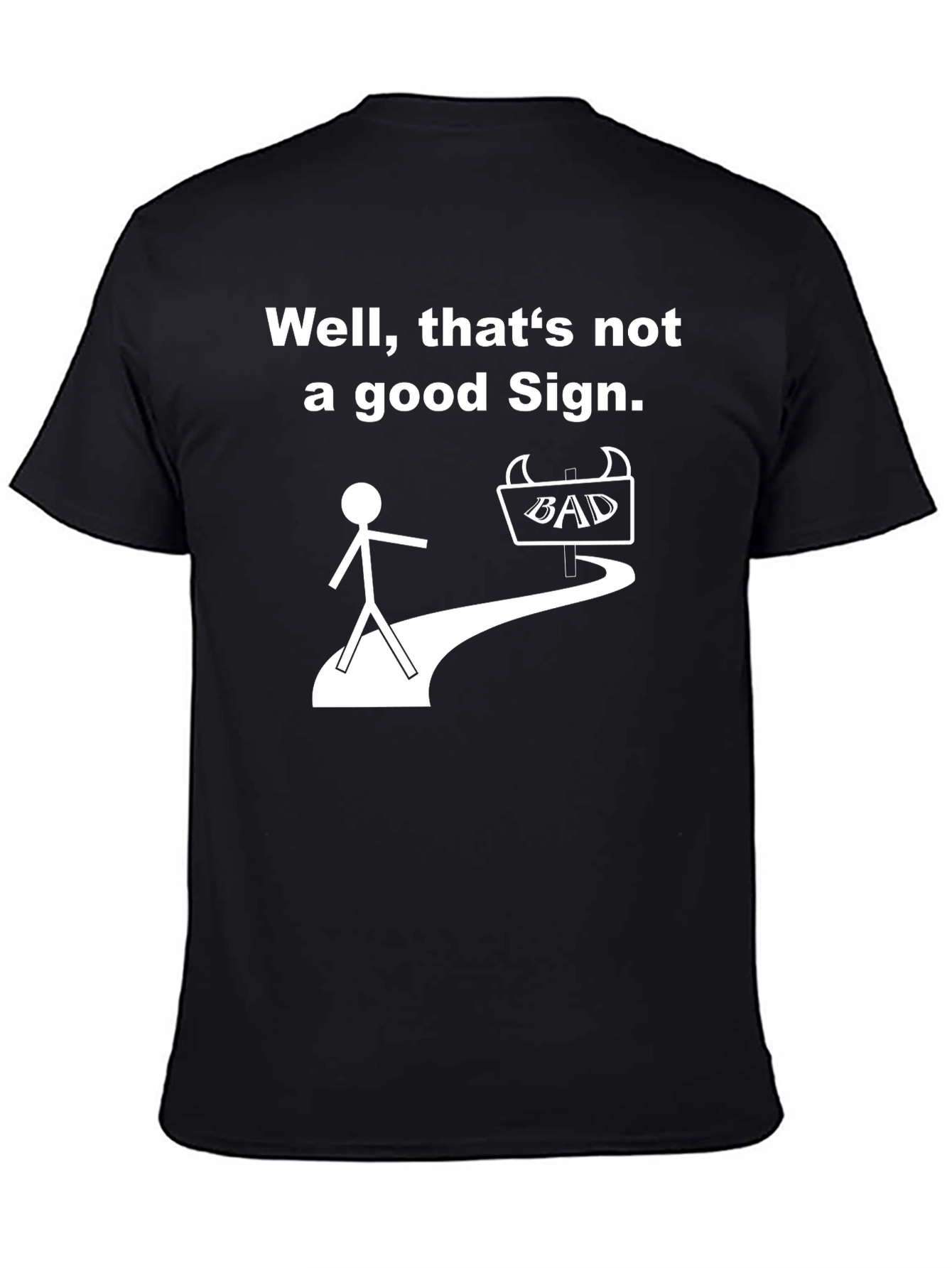 Black Funny Graphic T-Shirt - Bad Sign view 4