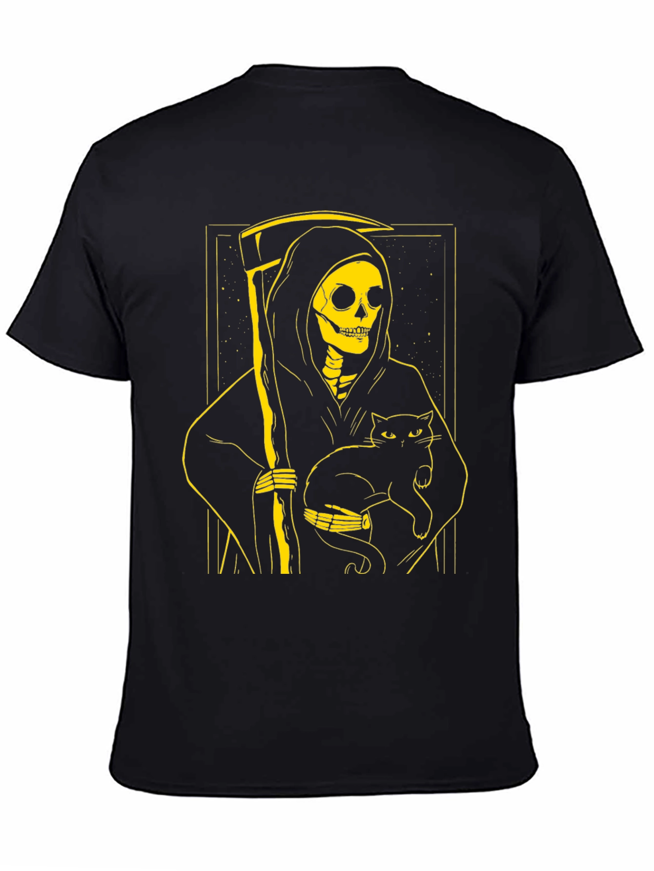 Black Grim Reaper Cat T-Shirt - Black Graphic Tee view 4