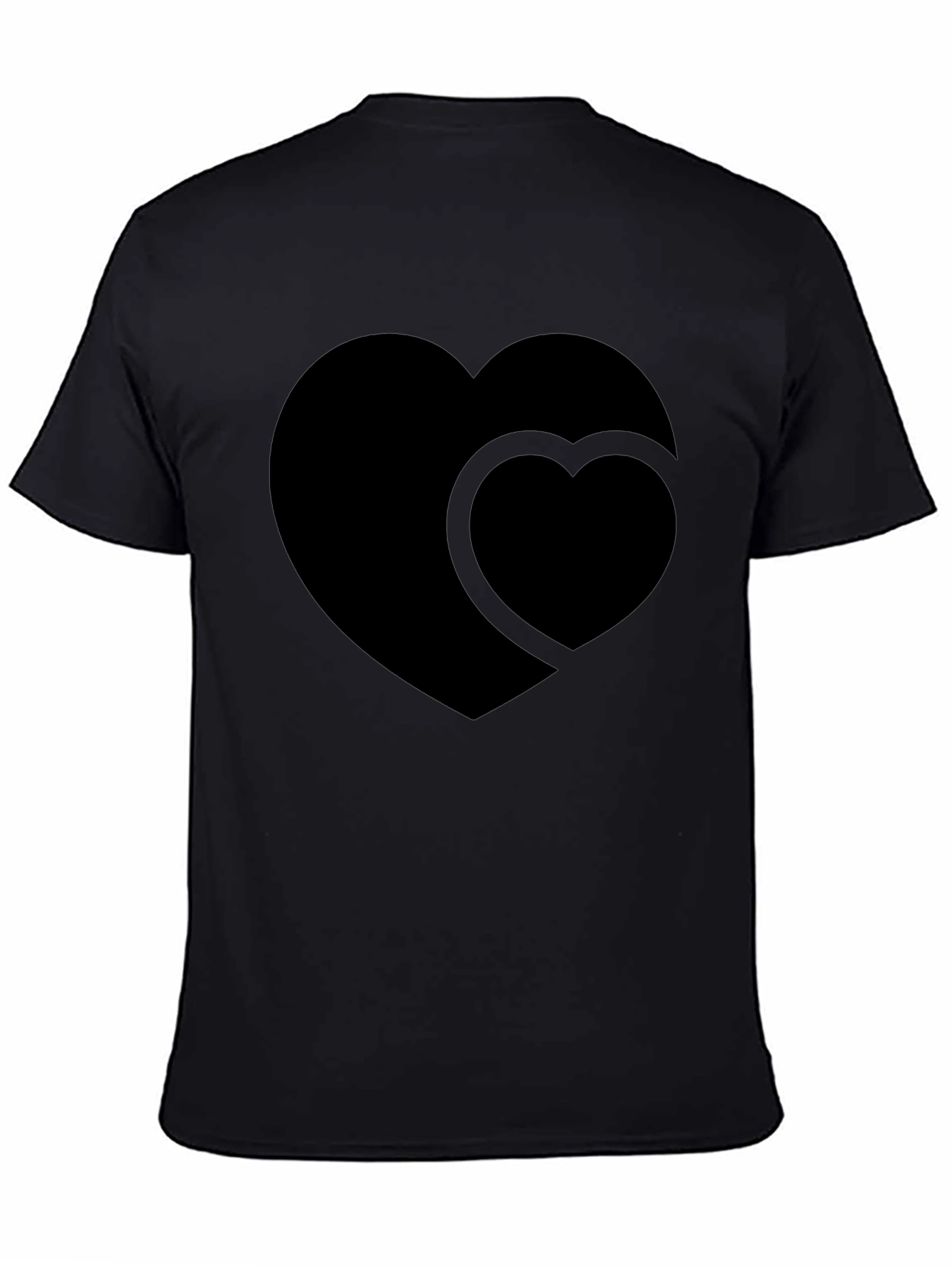 Black Men's Black Double Heart Graphic T-Shirt view 4