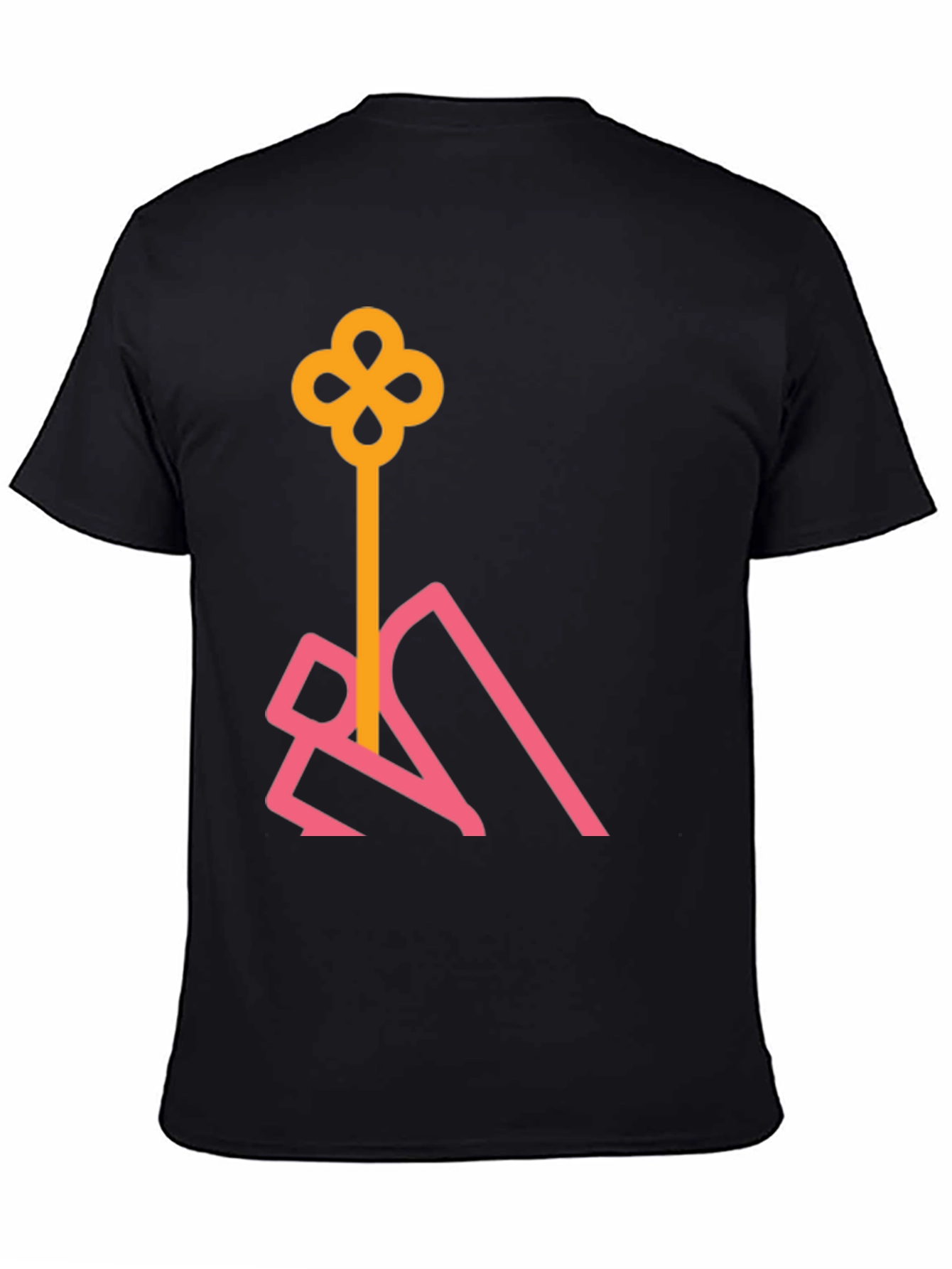 Black Stylish Black T-Shirt with Abstract Key Design view 4
