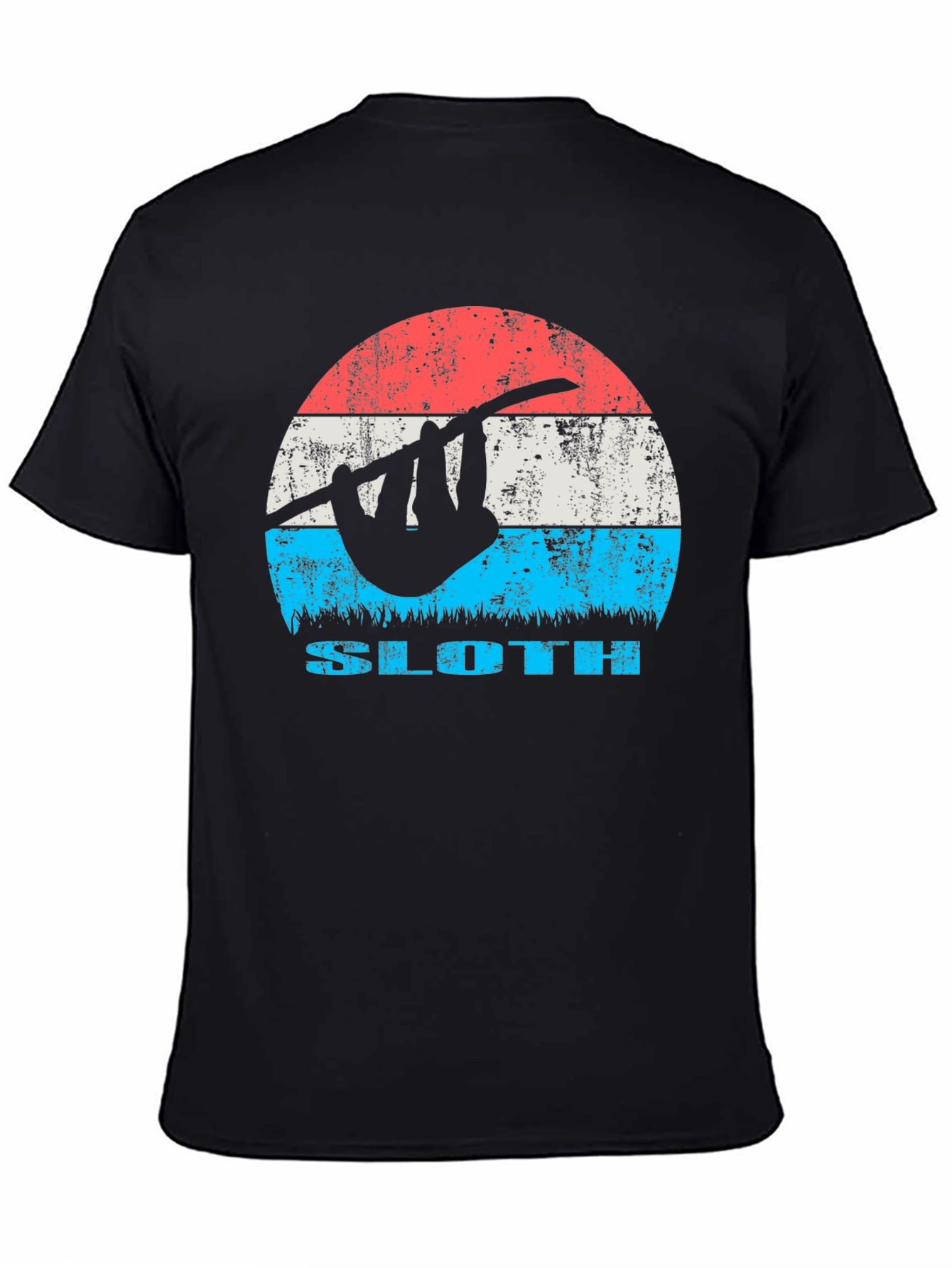 Black Retro Sloth Graphic Tee - Cool Casual T-Shirt view 4