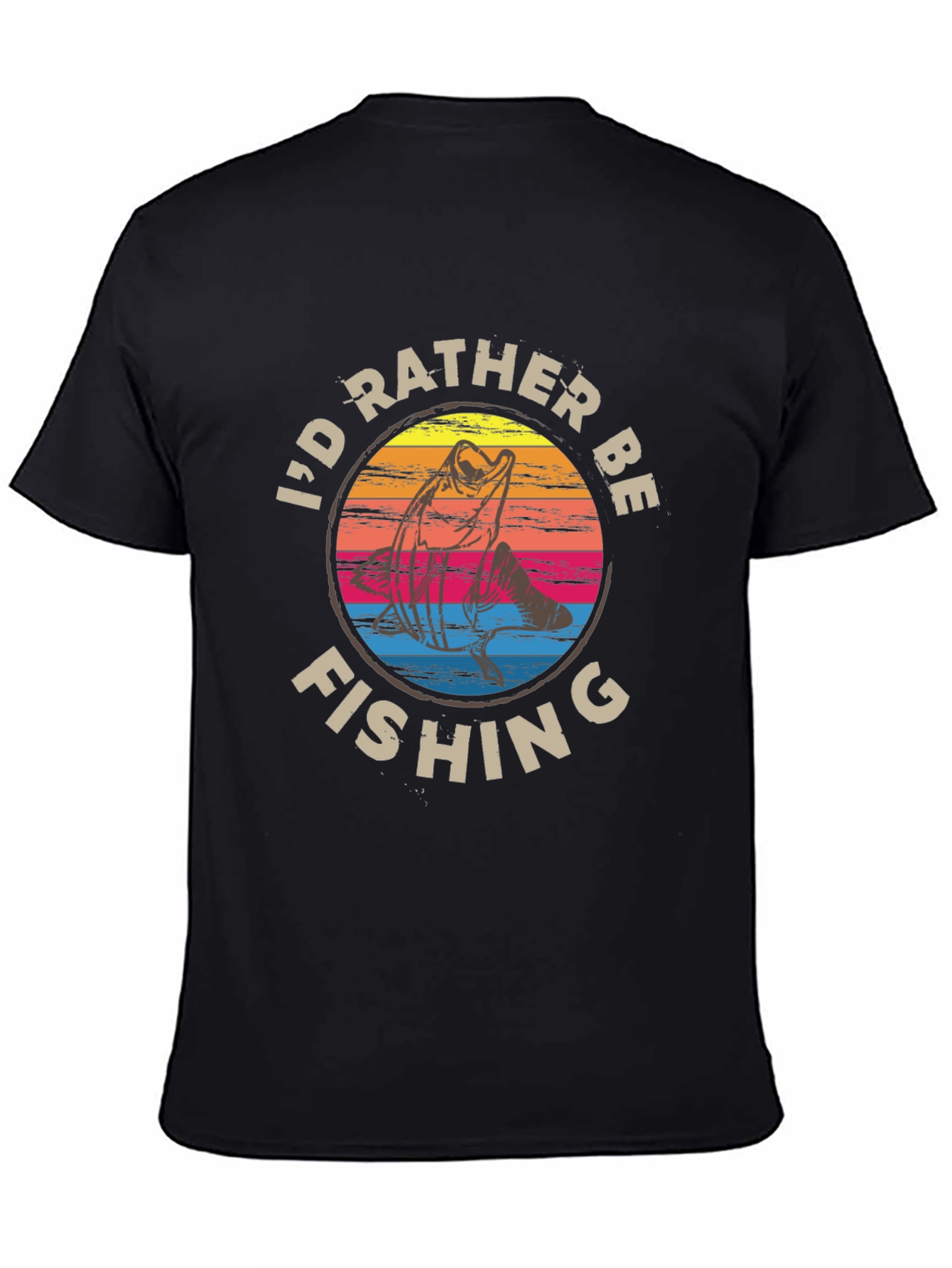 Black I'd Rather Be Fishing Graphic Tee - Black view 4