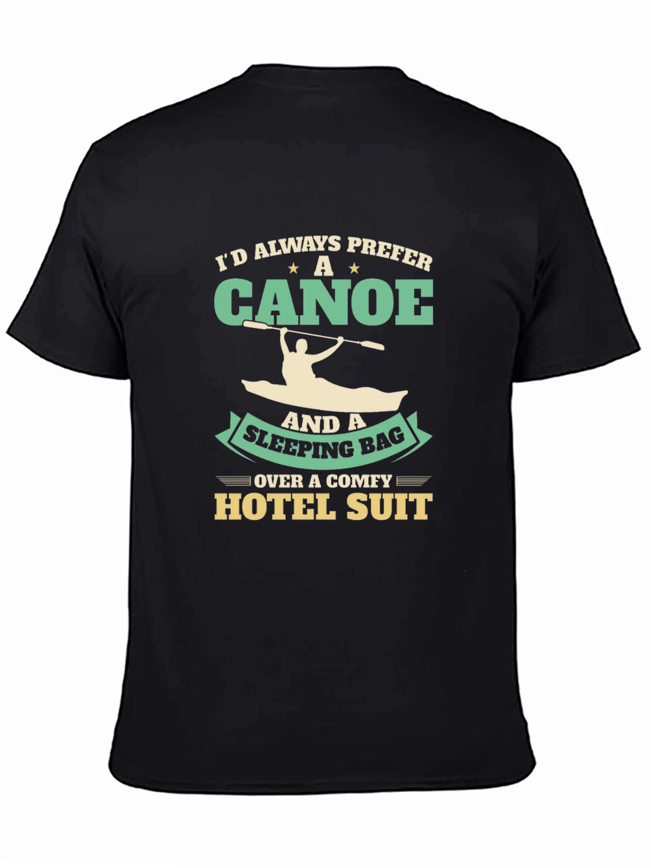 Black Canoe & Sleeping Bag T-Shirt - Outdoor Adventure Tee view 4