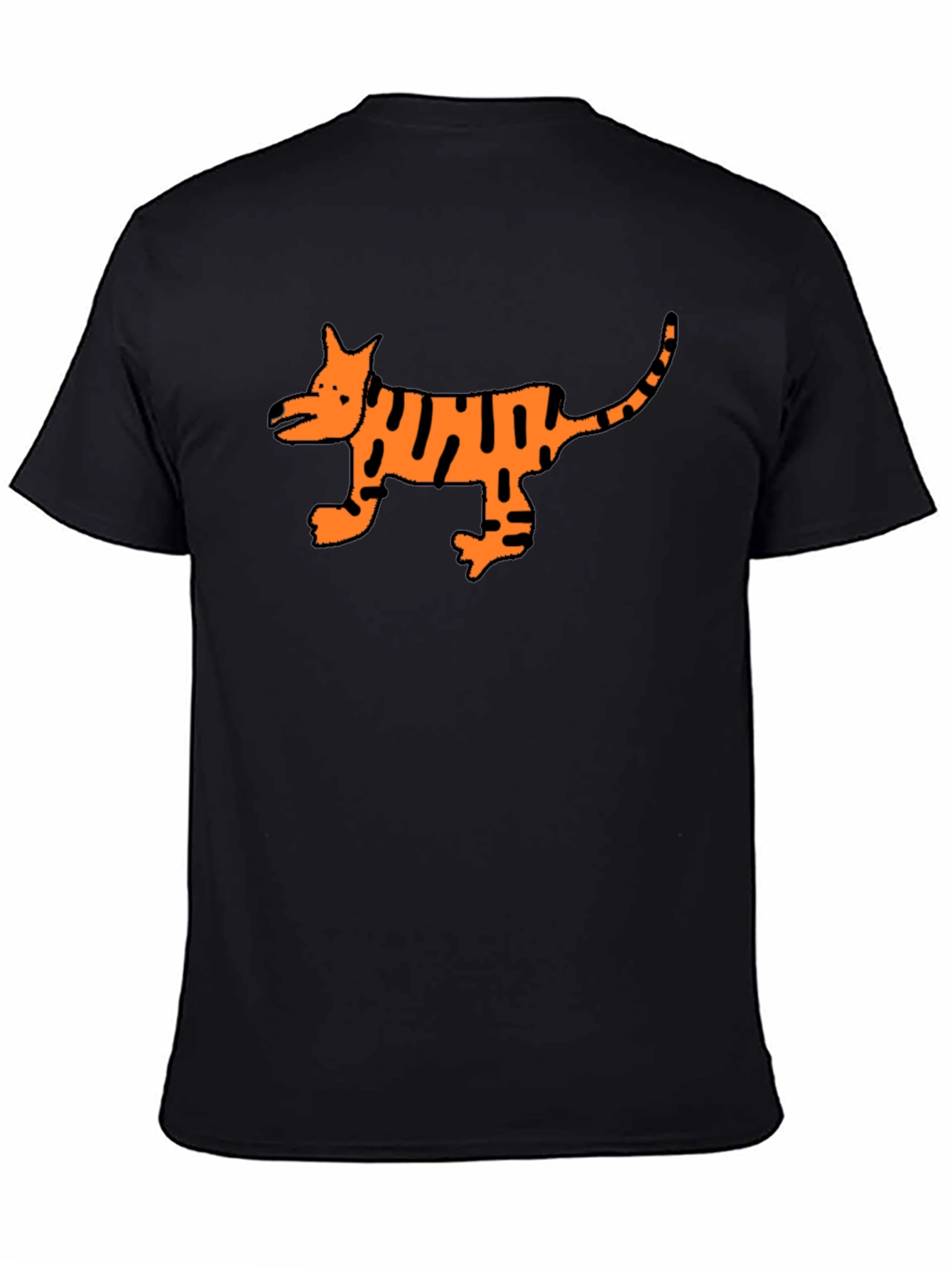 Black Cool Black T-Shirt with Cartoon Tiger Design view 4