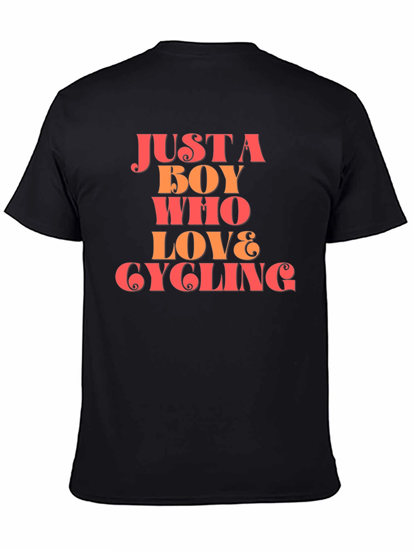 Black Cycling Lover T-Shirt - Just A Boy Who Loves Cycling view 4