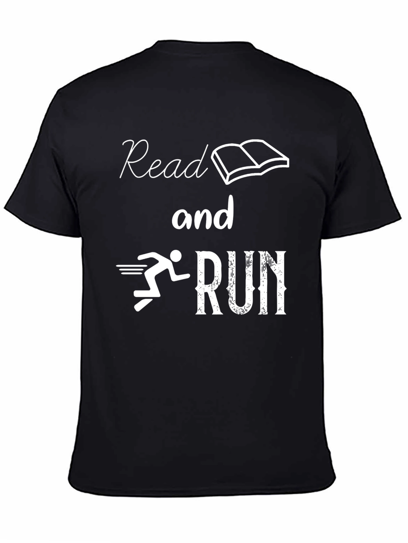 Black Read and Run Graphic Tee - Black Cotton Blend T-Shirt view 4