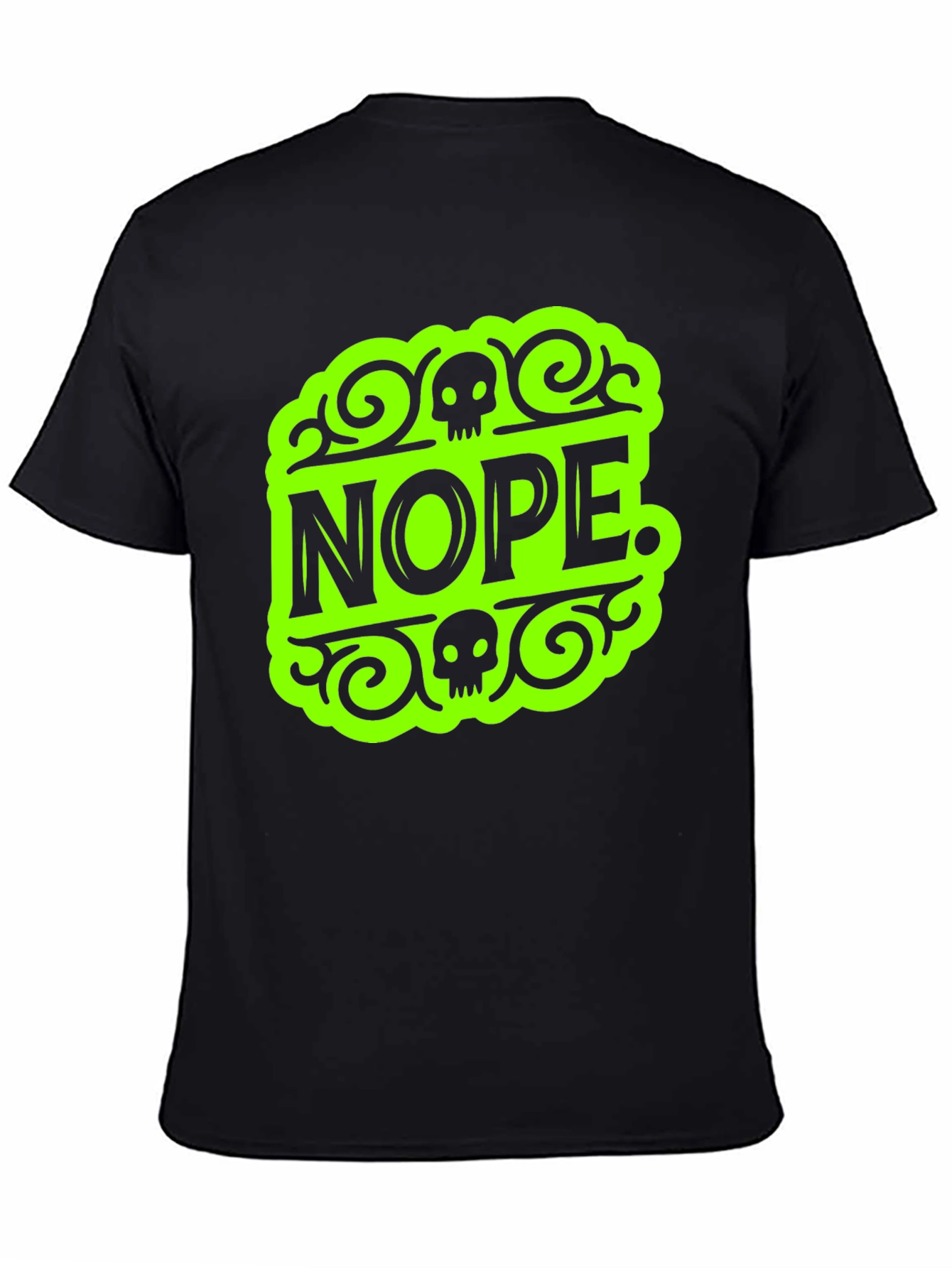 Black Nope Skull Graphic T-Shirt - Black Tee view 4