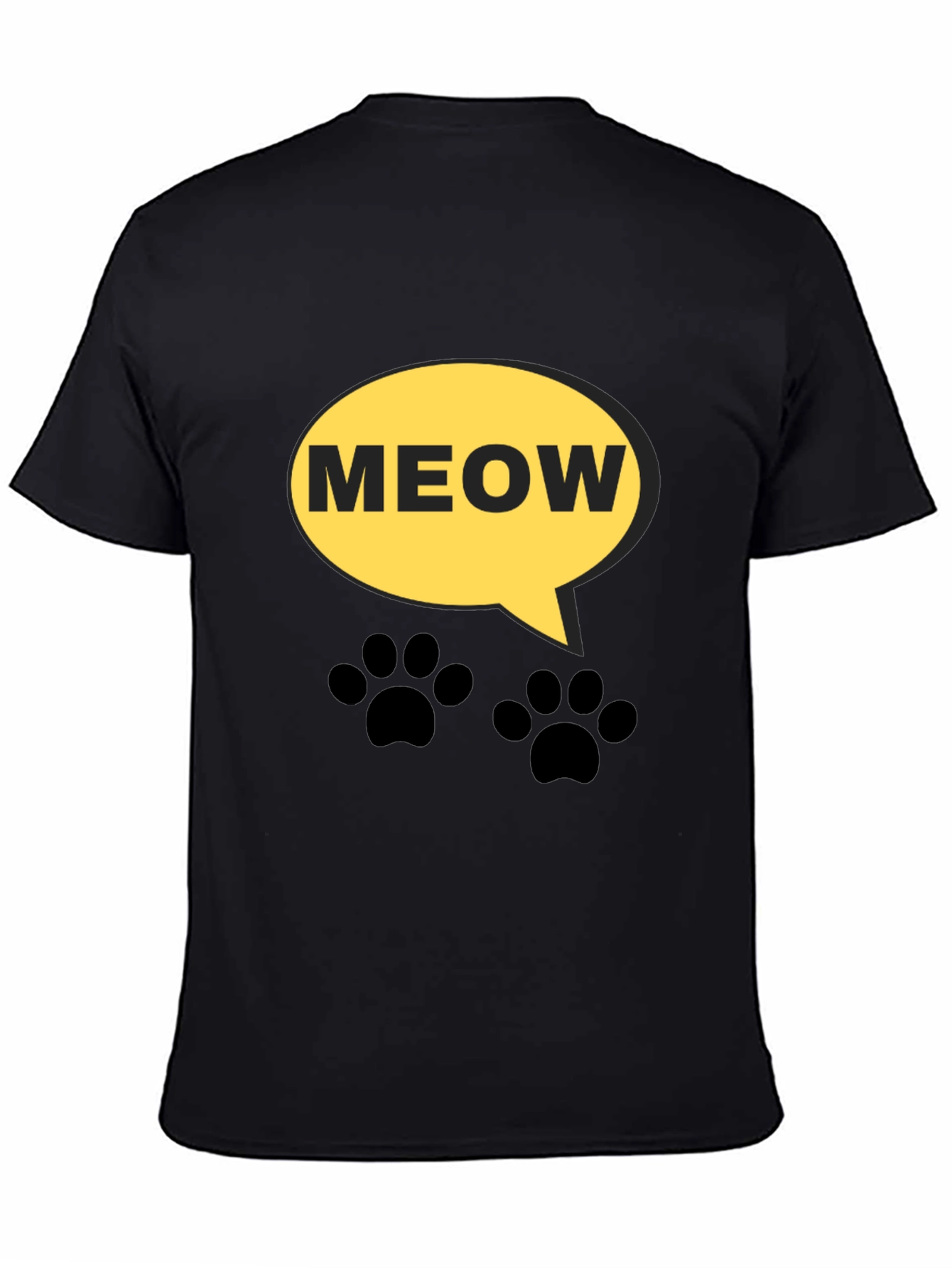 Black Meow Cat Lover T-Shirt - Funny Graphic Tee view 4