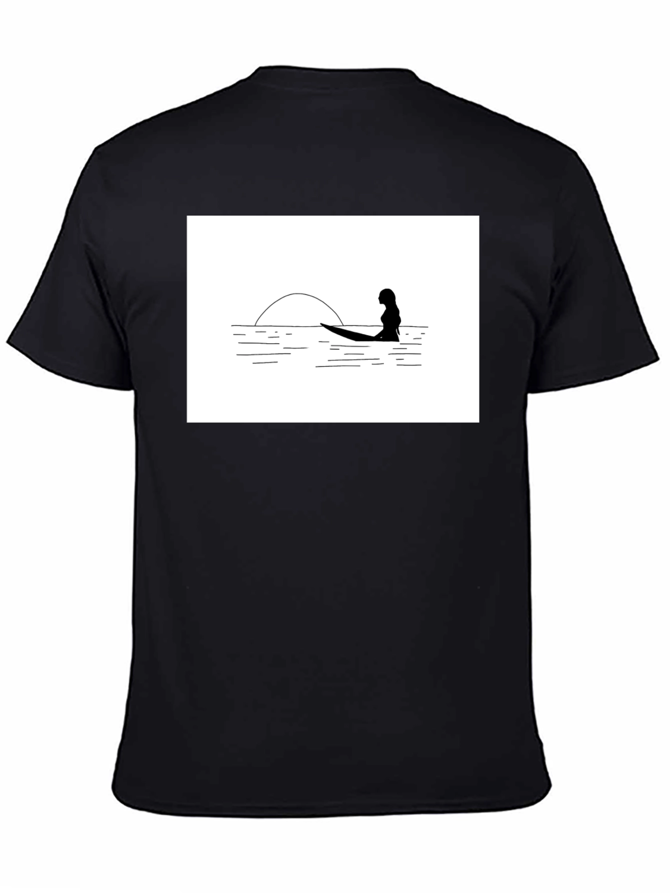 Black Sunset Surfer Graphic Tee - Black Unisex T-Shirt view 4