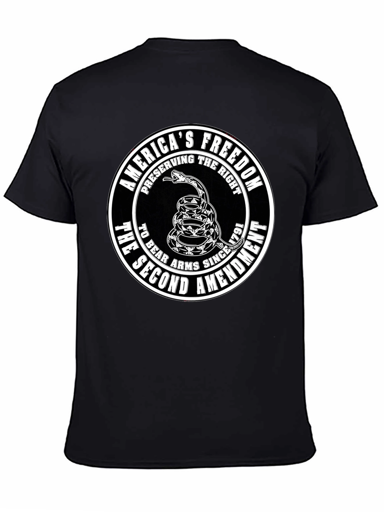 Black Second Amendment Rattlesnake T-Shirt view 4