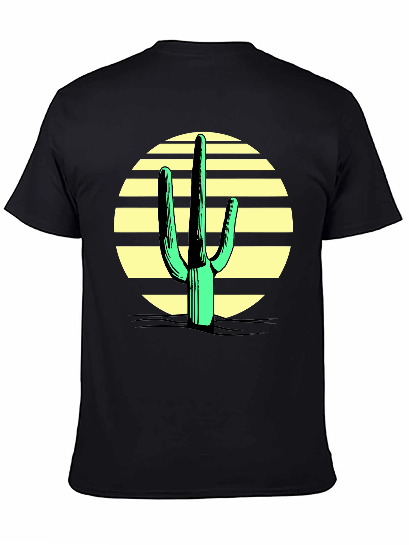 Black Cactus Sunset Graphic Tee - Black Cotton Blend view 4