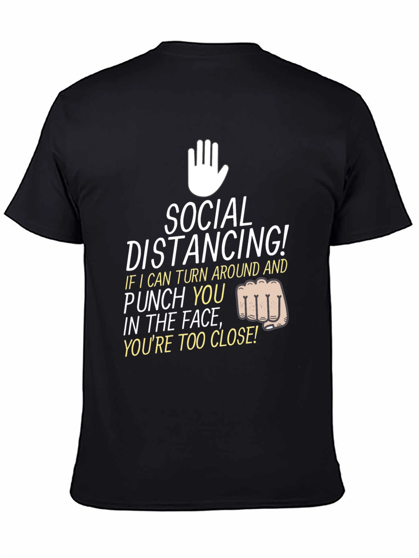 Black Social Distancing Punch T-Shirt view 4