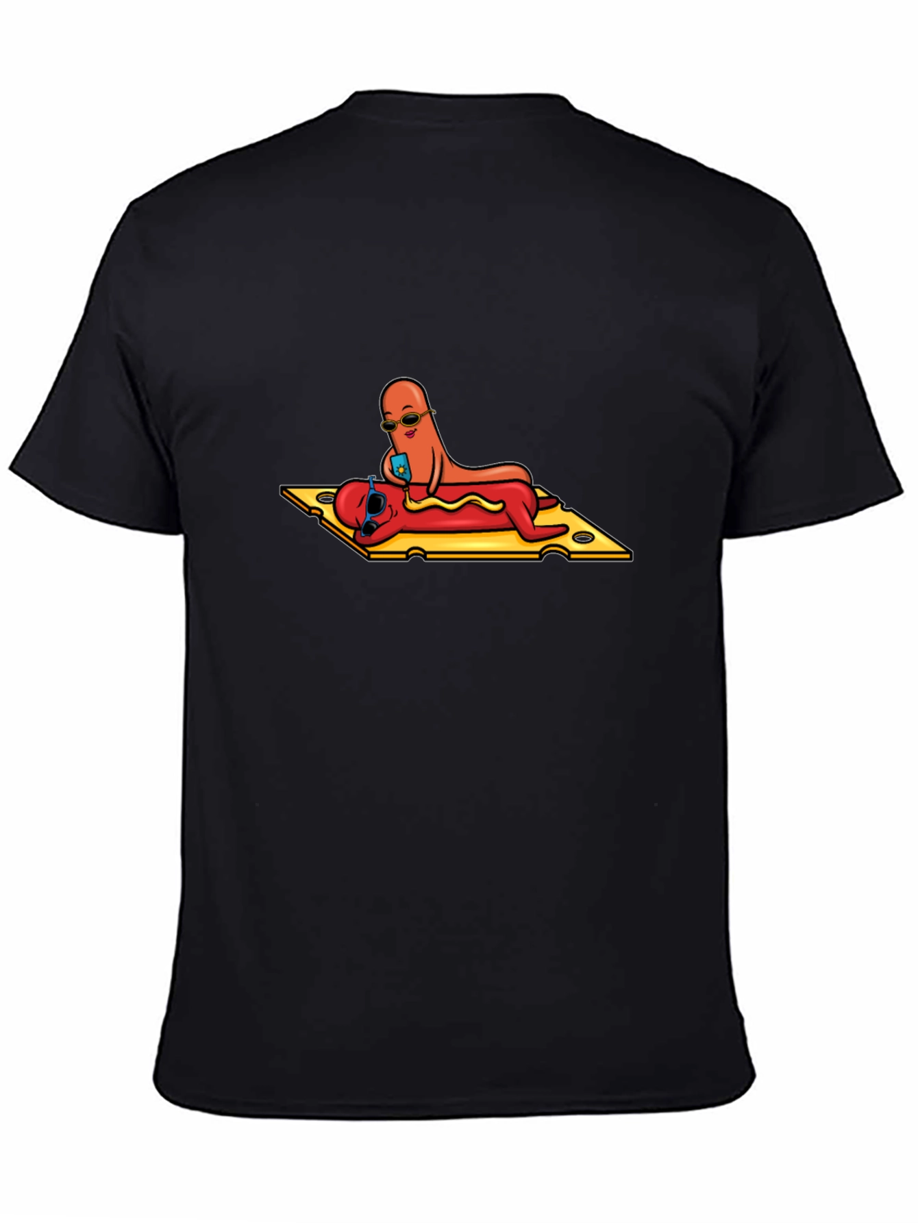 Black Hot Dog Selfie T-Shirt - Funny Foodie Tee view 4