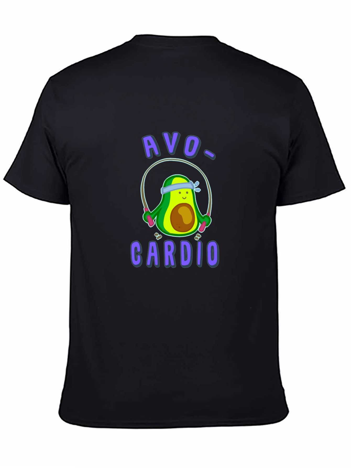 Black Avo-Cardio Funny Avocado Workout T-Shirt view 4