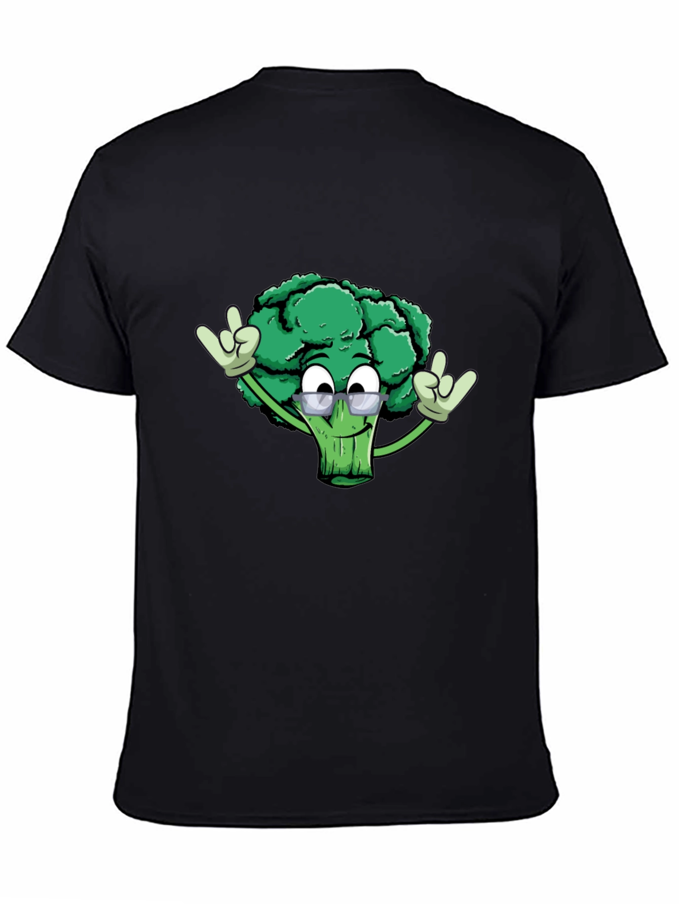 Black Cool Broccoli Graphic Tee - Black Cotton Blend view 4