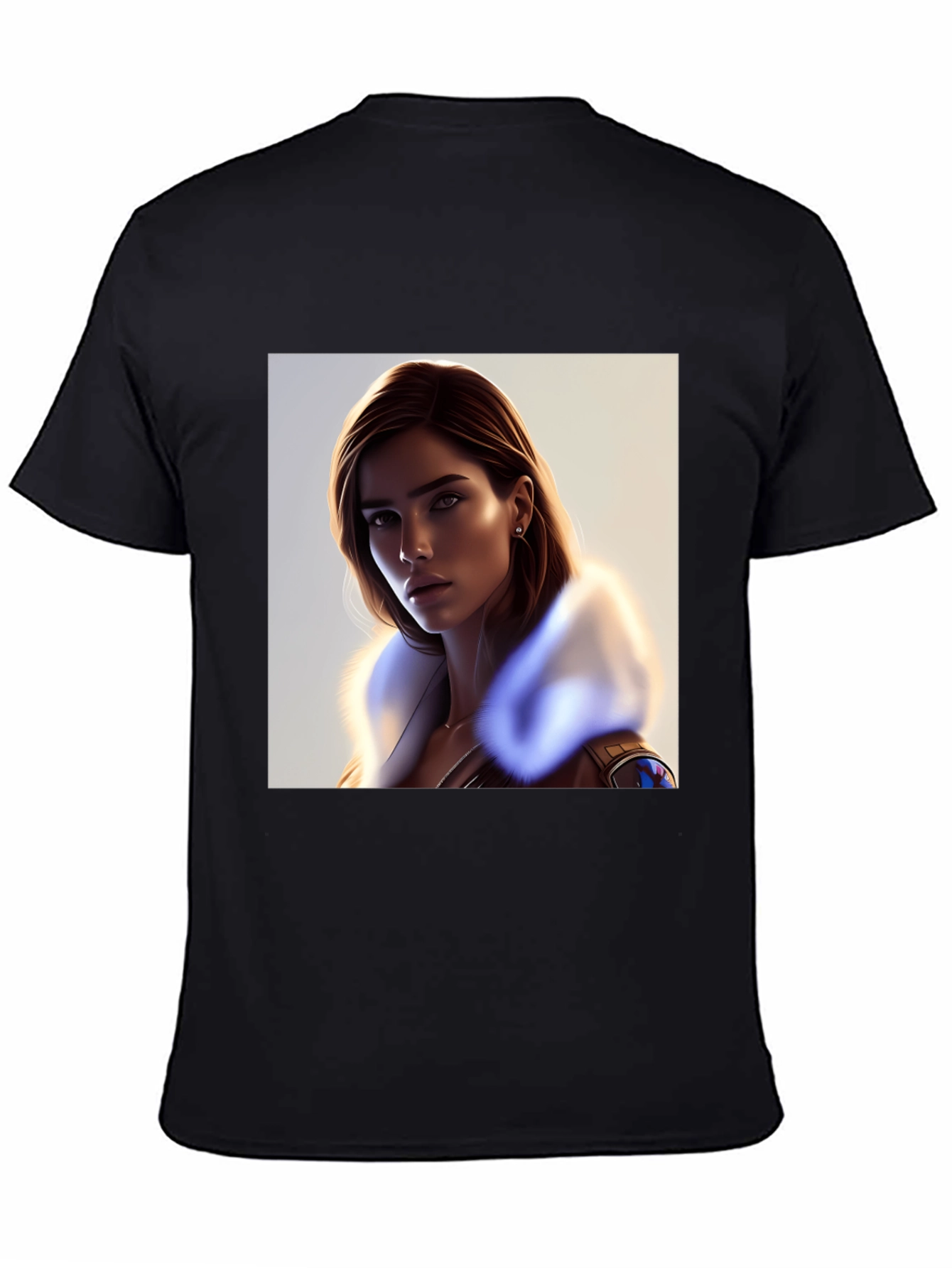 Stylish Black T-Shirt with Woman Portrait - 4
