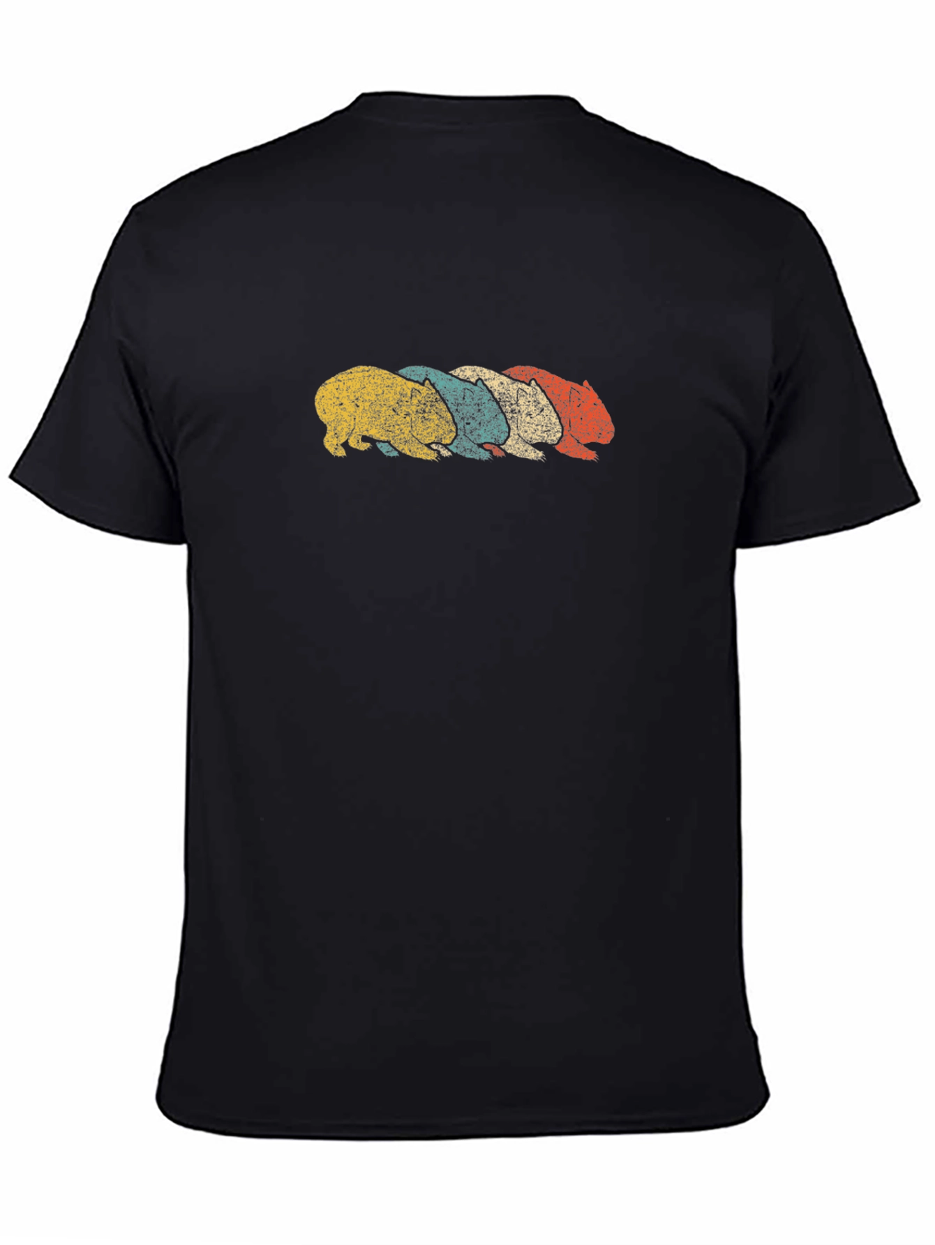 Black Retro Wombat T-Shirt - Vintage Style Animal Tee view 4
