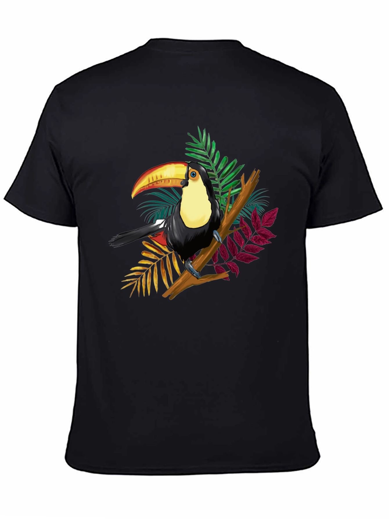 Black Toucan Graphic Tee - Tropical Bird Black T-Shirt view 4