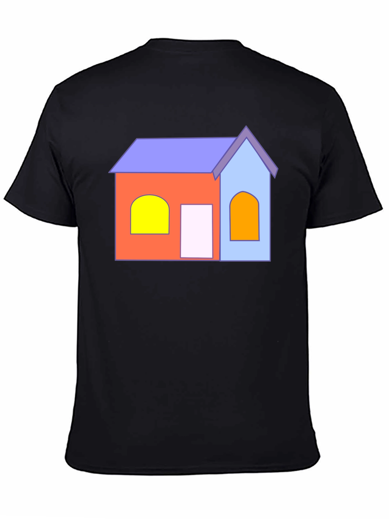 Black Cartoon House T-Shirt - Fun Graphic Tee view 4