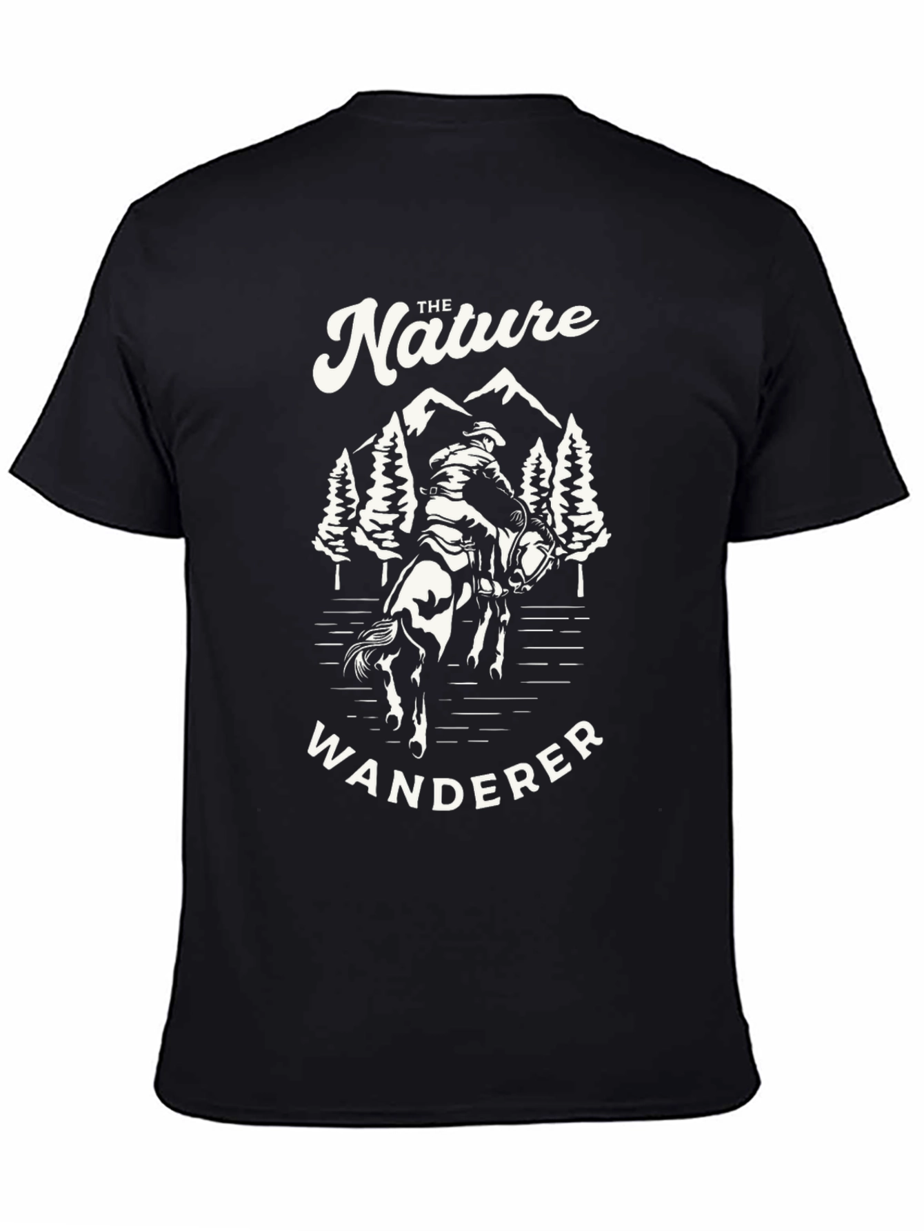 Black Nature Wanderer Graphic Tee - Cowboy Horseback Ride view 4