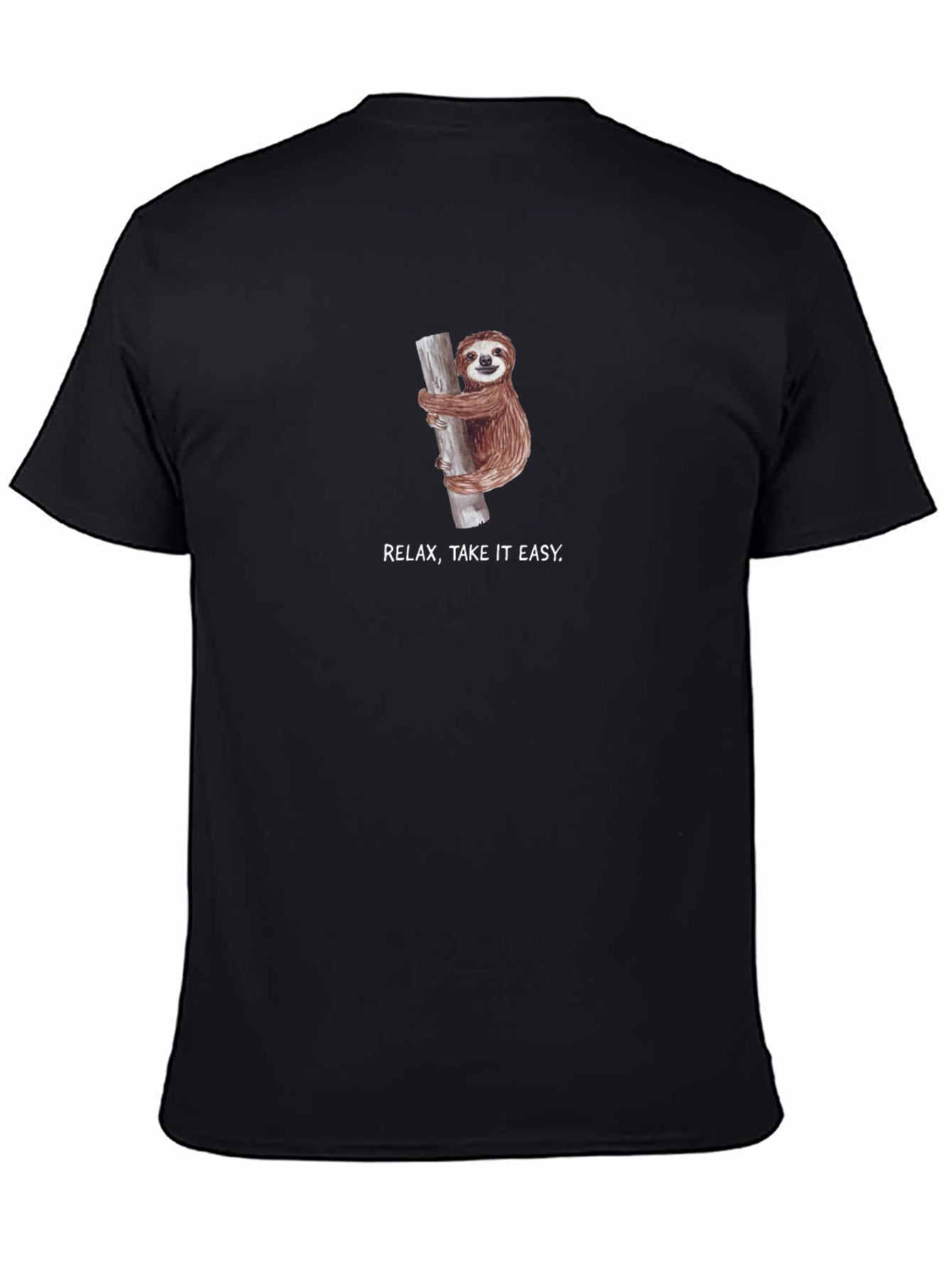 Black Relax, Take It Easy Sloth Black T-Shirt view 4