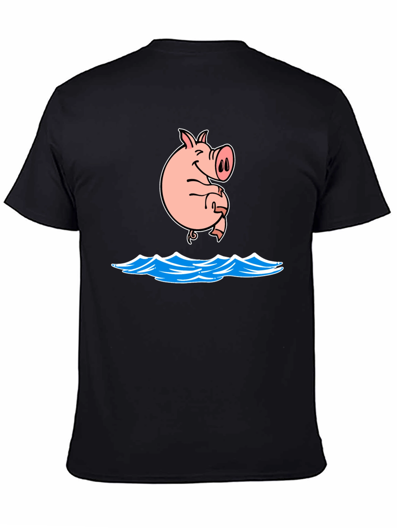 Black Pig Swimming T-Shirt Funny Graphic Tee view 4