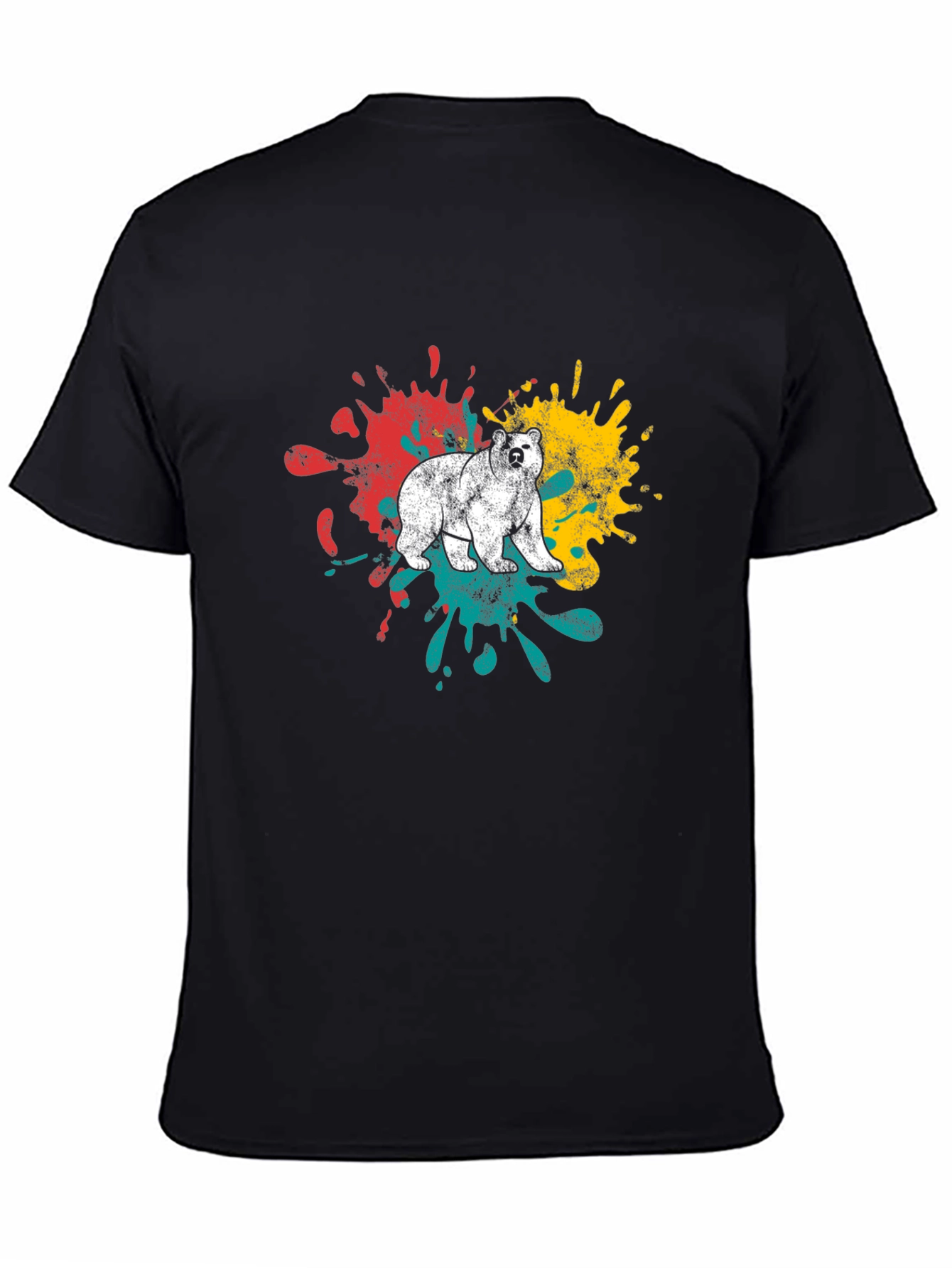 Black Bear Splatter Graphic Tee - Men's Black T-Shirt view 4